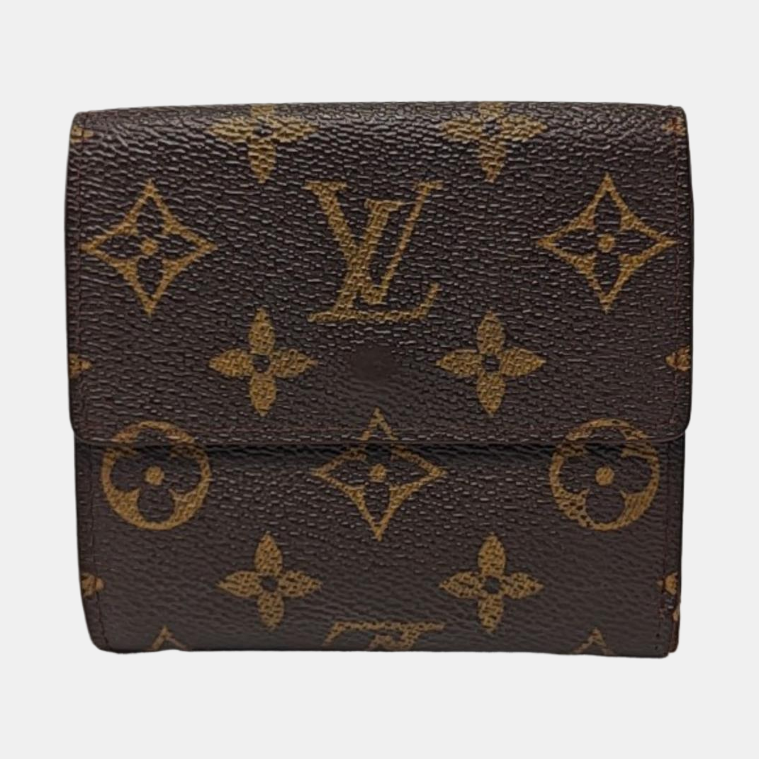LOUIS VUITTON ELISE Brown coated canvas vintage wallet Golden hardware Vintage model-(SKU)-953704292