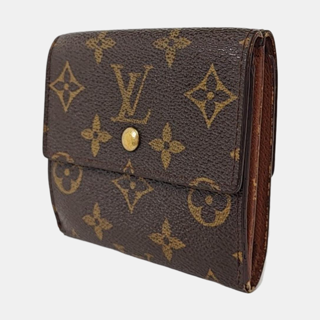 LOUIS VUITTON ELISE Brown coated canvas vintage wallet Golden hardware Vintage model-(SKU)-953704292