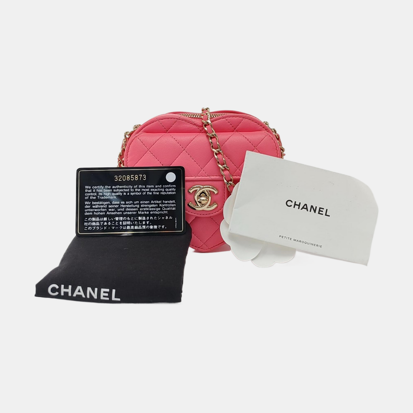 CHANEL HEART Pink Calfskin Quilted Shoulder Bag Crossbody Bag with Gold Hardware, 32 Clasp-(SKU)-953114466