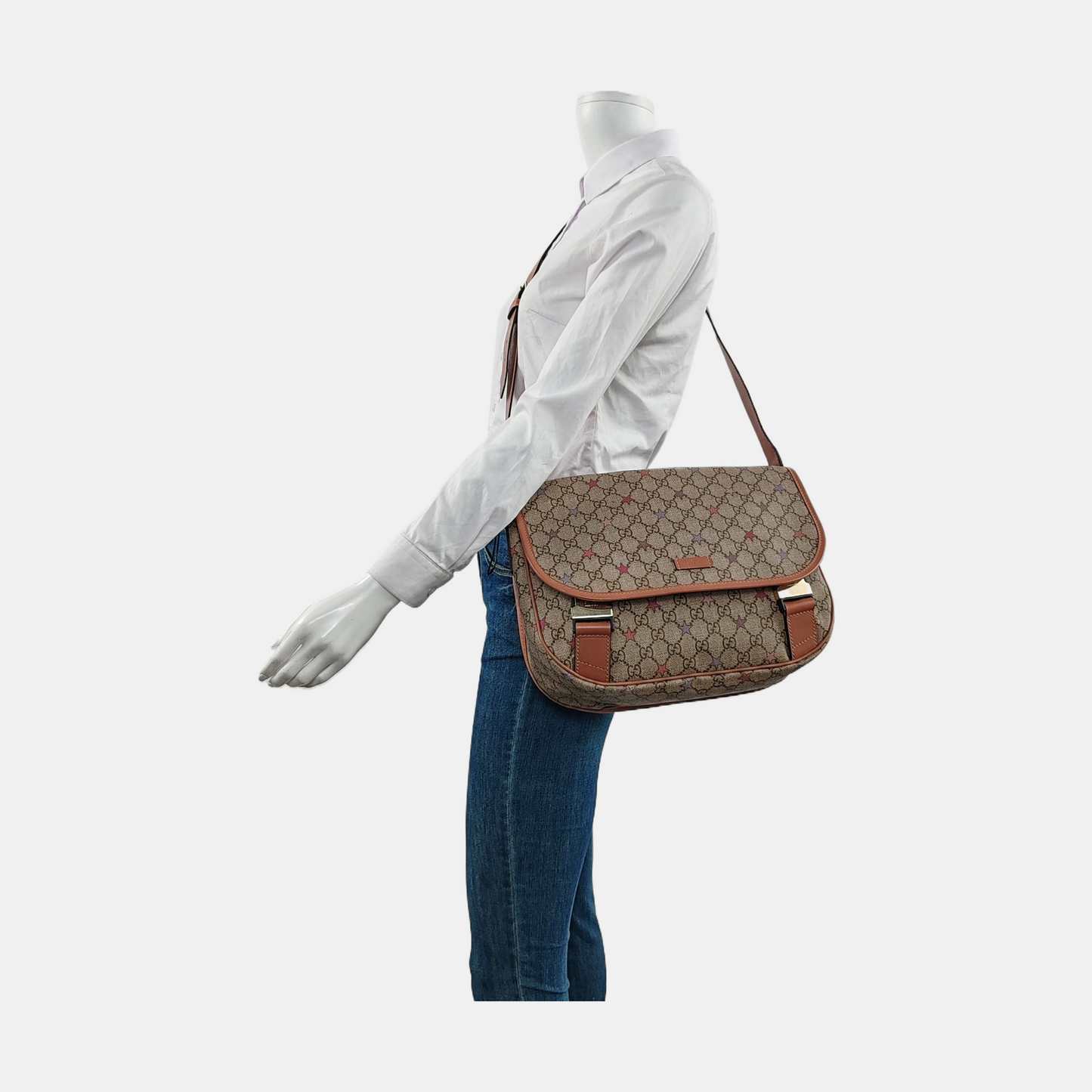 GUCCI Multicolor Coated Canvas Vintage Print Single Shoulder Bag Crossbody Bag Golden hardware-(SKU)-953527421