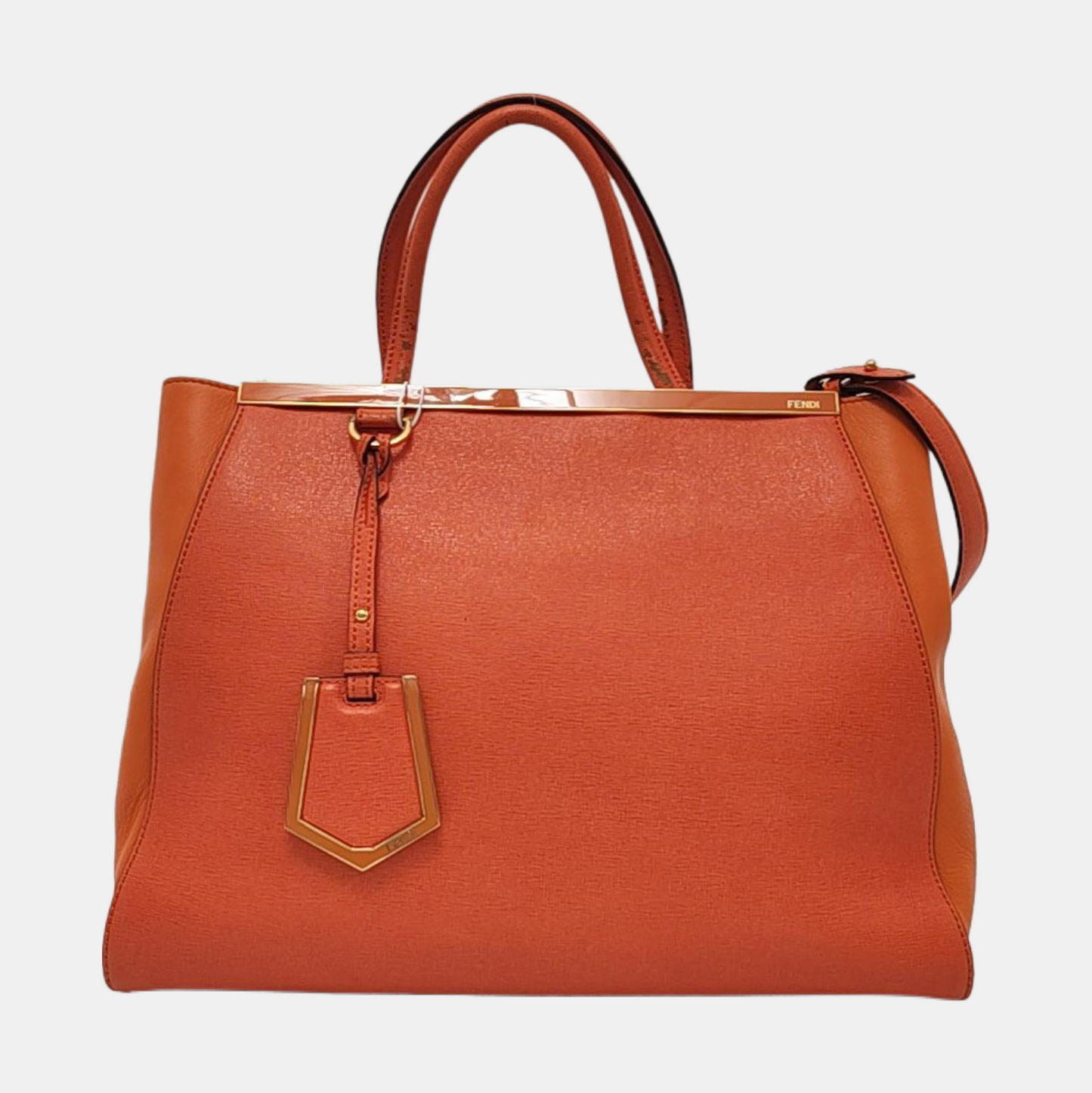 FENDI 2 Jours Medium size Orange Cowhide Single Shoulder Bag Tote Bag Golden hardware Removable shoulder strap-(SKU)-953654098