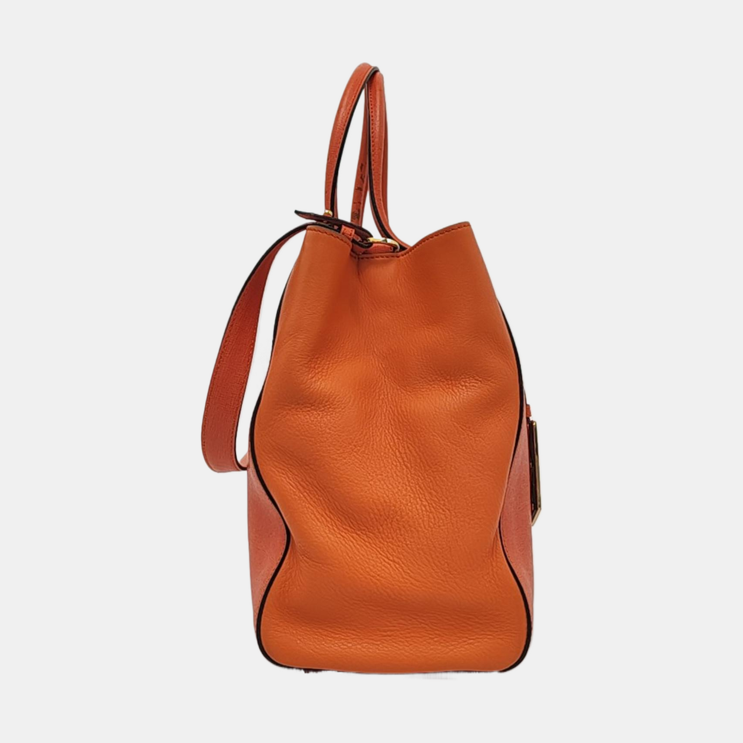 FENDI 2 Jours Medium size Orange Cowhide Single Shoulder Bag Tote Bag Golden hardware Removable shoulder strap-(SKU)-953654098