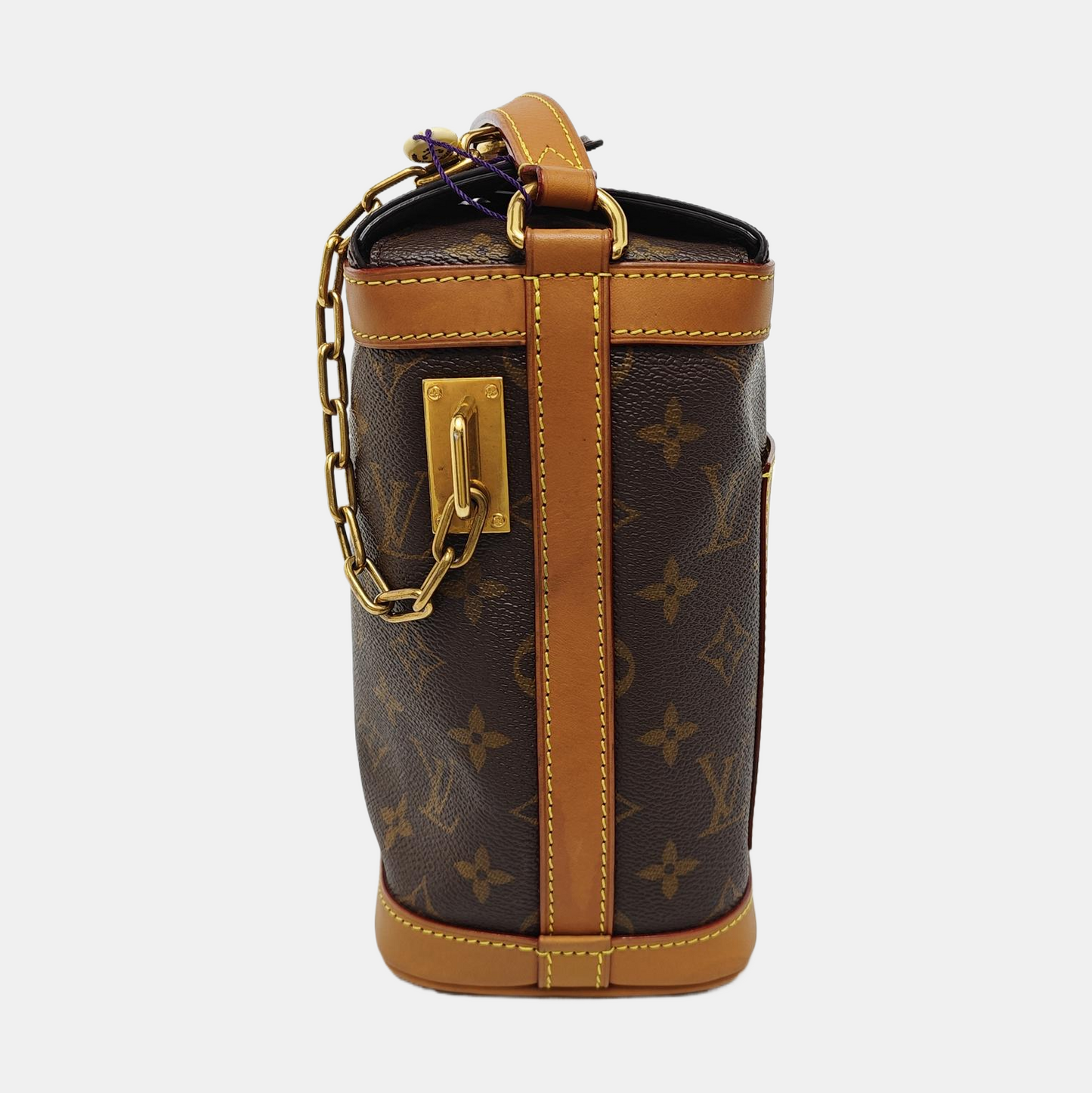 LOUIS VUITTON MILK BOX Brown Coated Canvas Monogram Crossbody Bag Shoulder Bag Handbag Golden Hardware-(SKU)-953568177