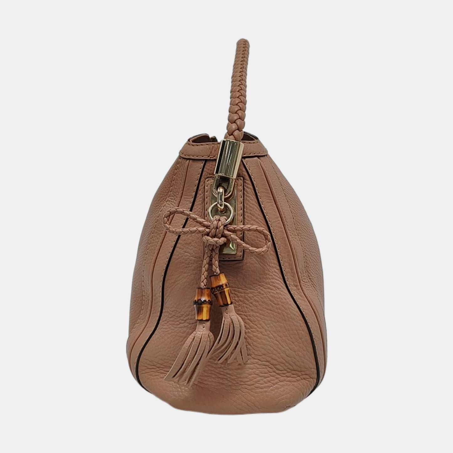 GUCCI Bella Brown Cow Leather Bamboo Tassel Single Shoulder Bag Golden hardware-(SKU)-953466112