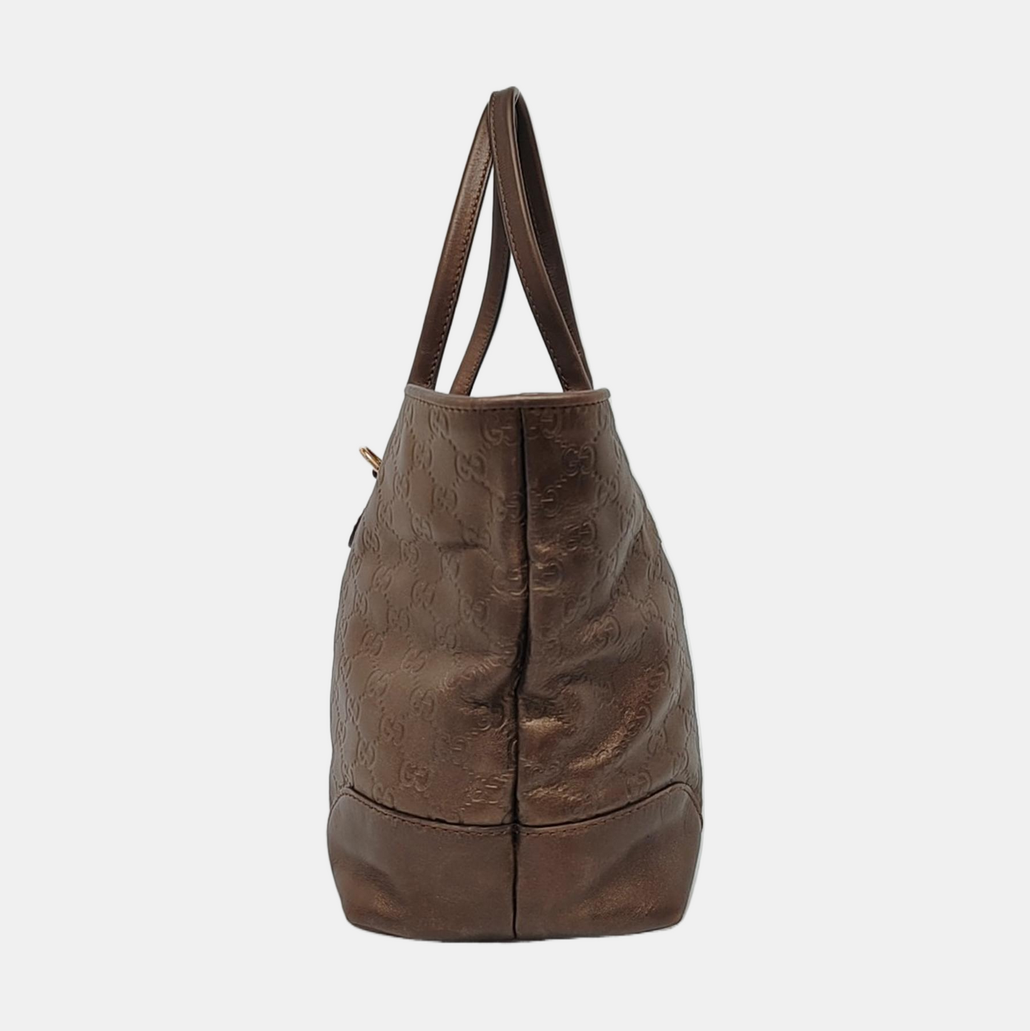GUCCI Heart Bit Brown cowhide monogram textured handbag, crossbody bag Golden hardware-(SKU)-953515962
