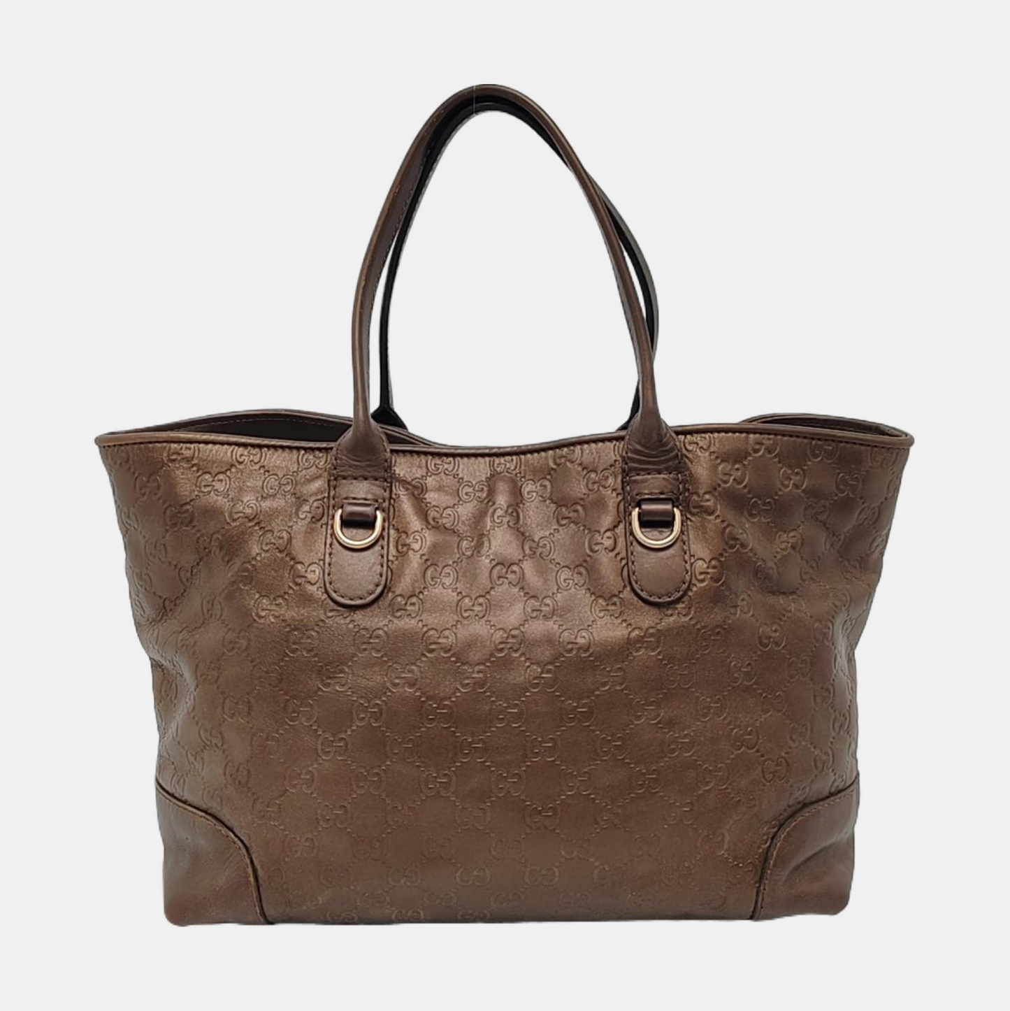 GUCCI Heart Bit Brown cowhide monogram textured handbag, crossbody bag Golden hardware-(SKU)-953515962