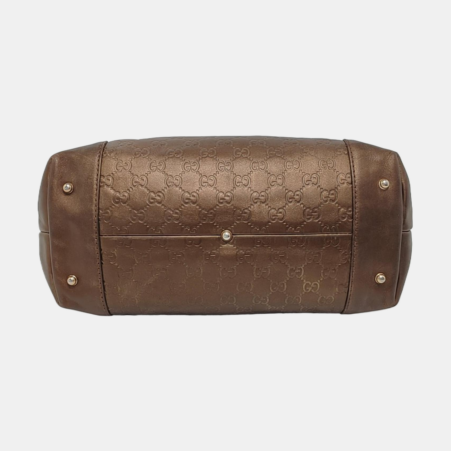 GUCCI Heart Bit Brown cowhide monogram textured handbag, crossbody bag Golden hardware-(SKU)-953515962