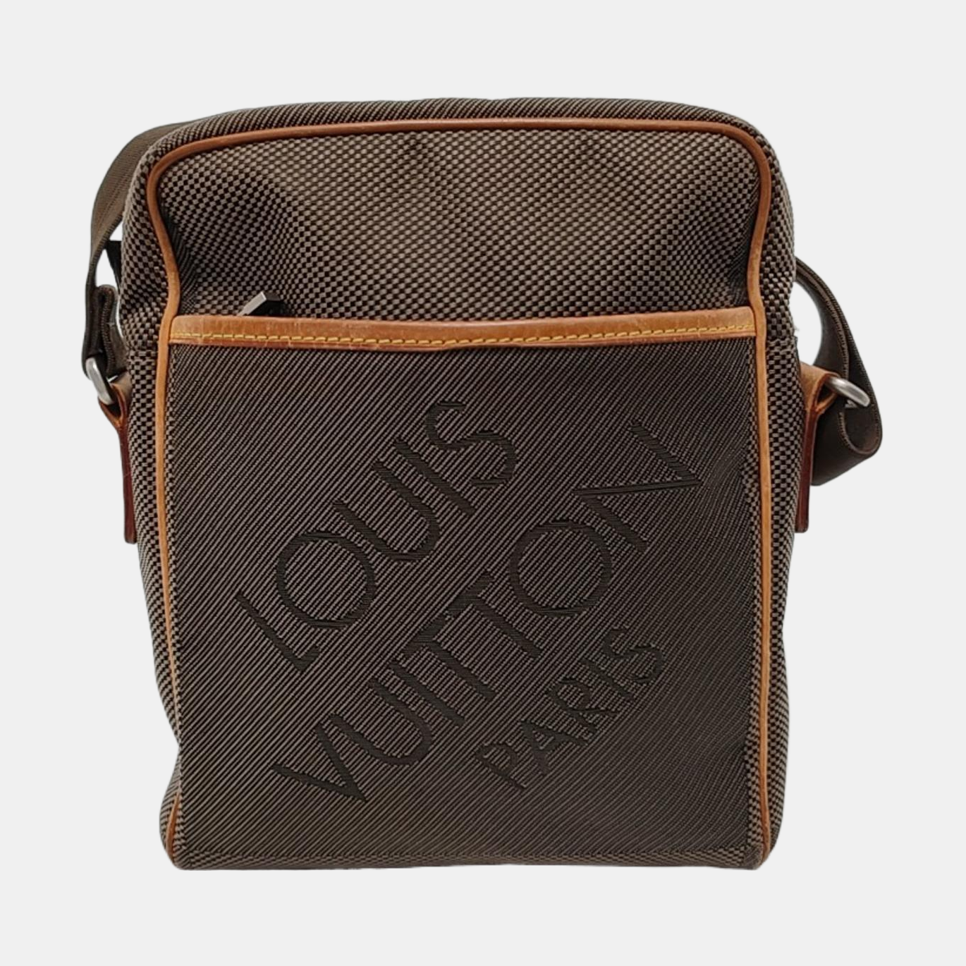 LOUIS VUITTON CITADIN Elephant Grey Fabric Crossbody Bag, Shoulder Bag Silver Hardware-(SKU)-953464074