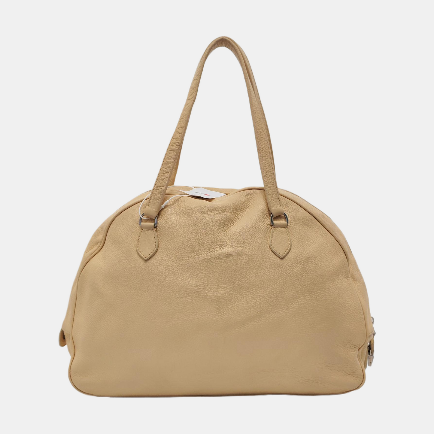 PRADA Light Yellow Calfskin Handbag Single Shoulder Bag Silver Hardware-(SKU)-953688644