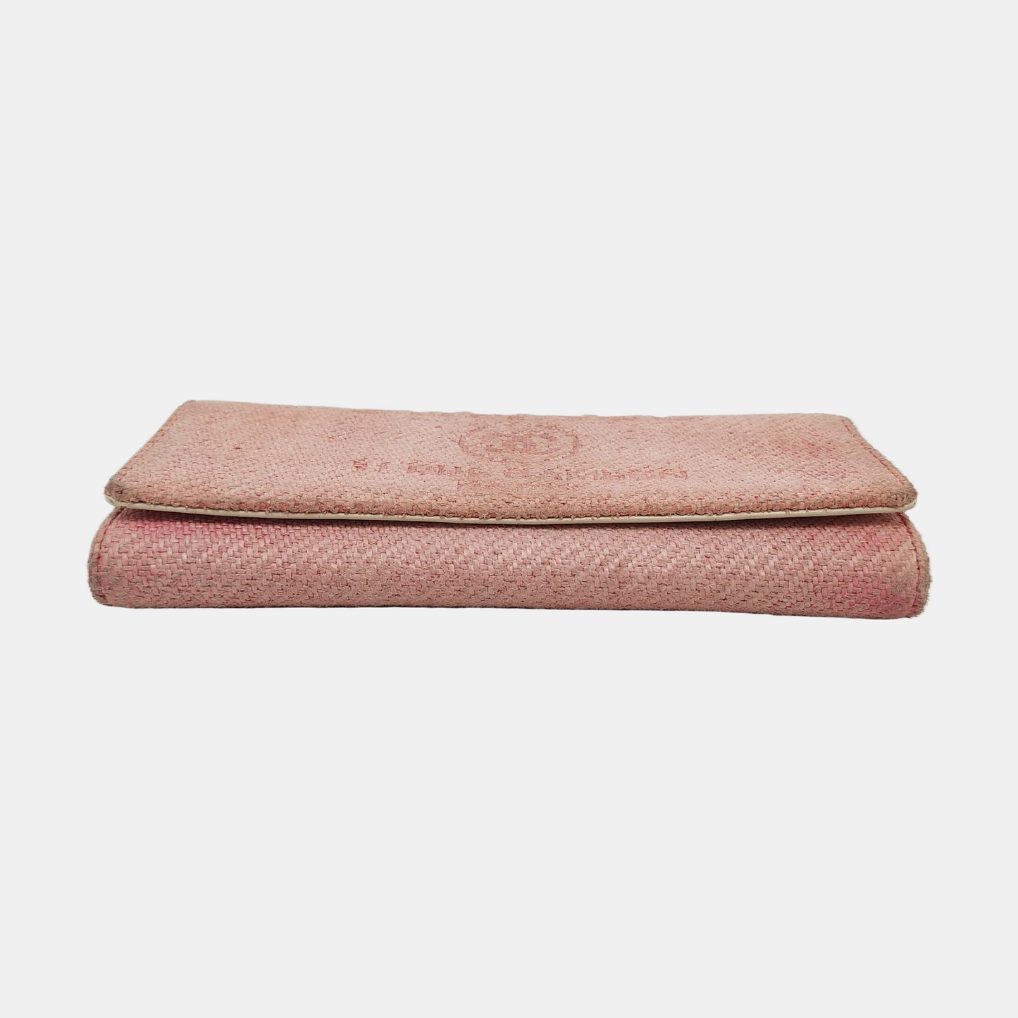 CHANEL DEAUVILLE Pink fabric wallet Silver Hardware 18nan-(SKU)-953641586