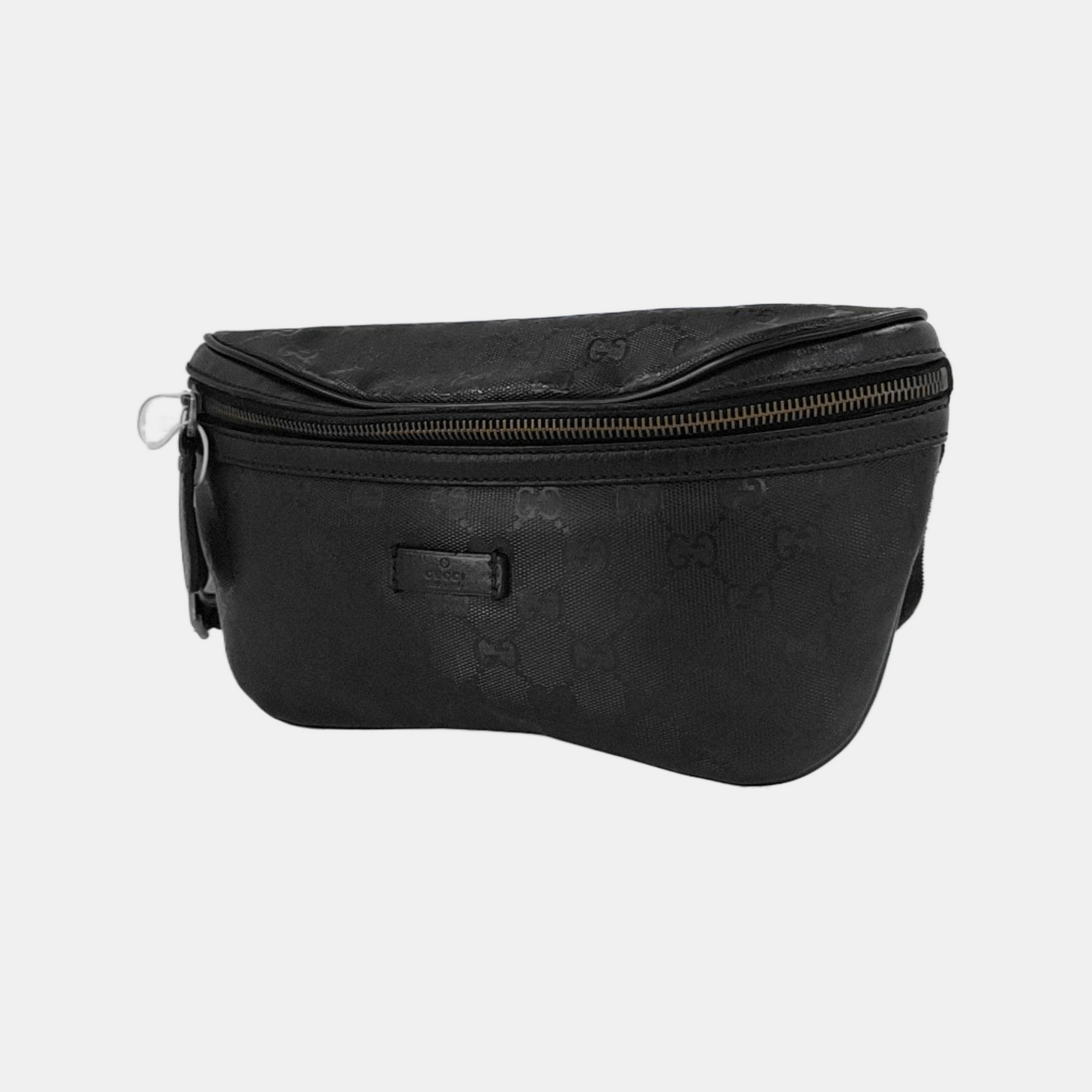GUCCI GG Imprime Black涂层帆布老花腰包腰包/胸包 Silver Hardware-(SKU)-953665955