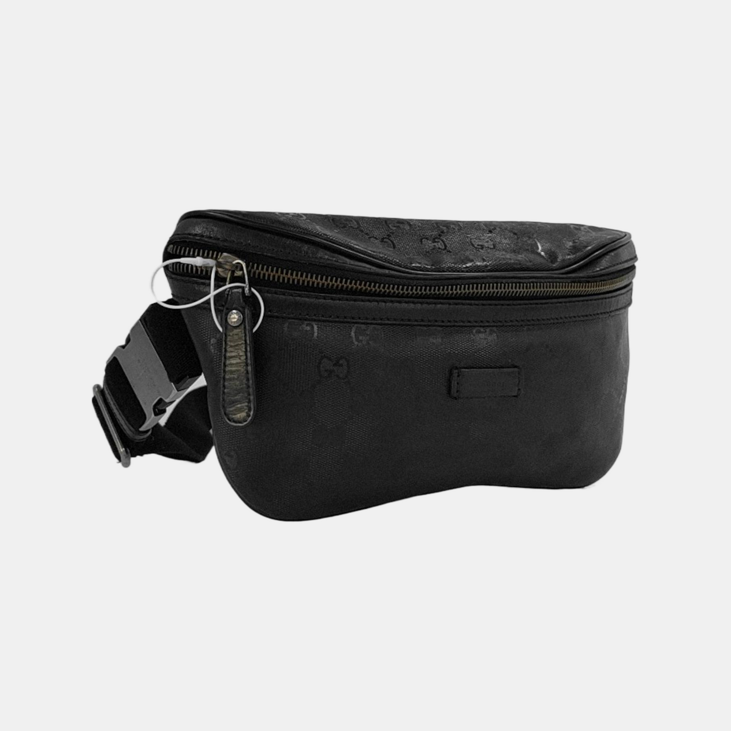 GUCCI GG Imprime Black涂层帆布老花腰包腰包/胸包 Silver Hardware-(SKU)-953665955