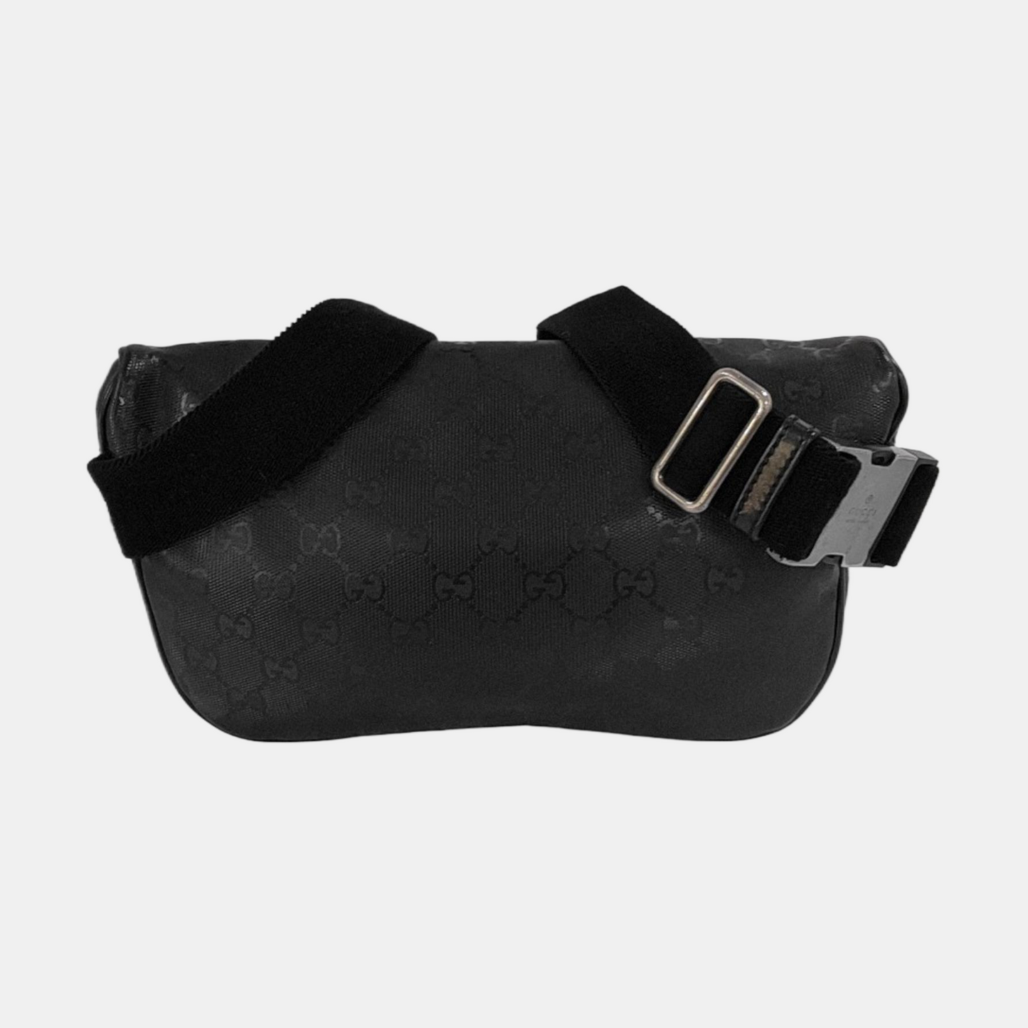 GUCCI GG Imprime Black涂层帆布老花腰包腰包/胸包 Silver Hardware-(SKU)-953665955