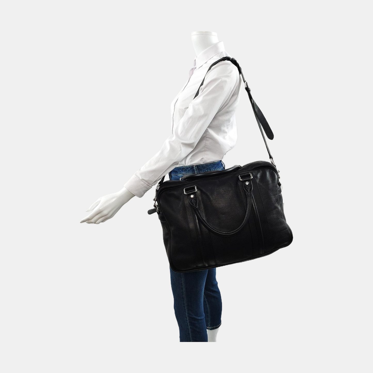 GUCCI Black Leather Single Shoulder Bag Handbag Crossbody Silver Hardware Removable shoulder strap-(SKU)-953641445