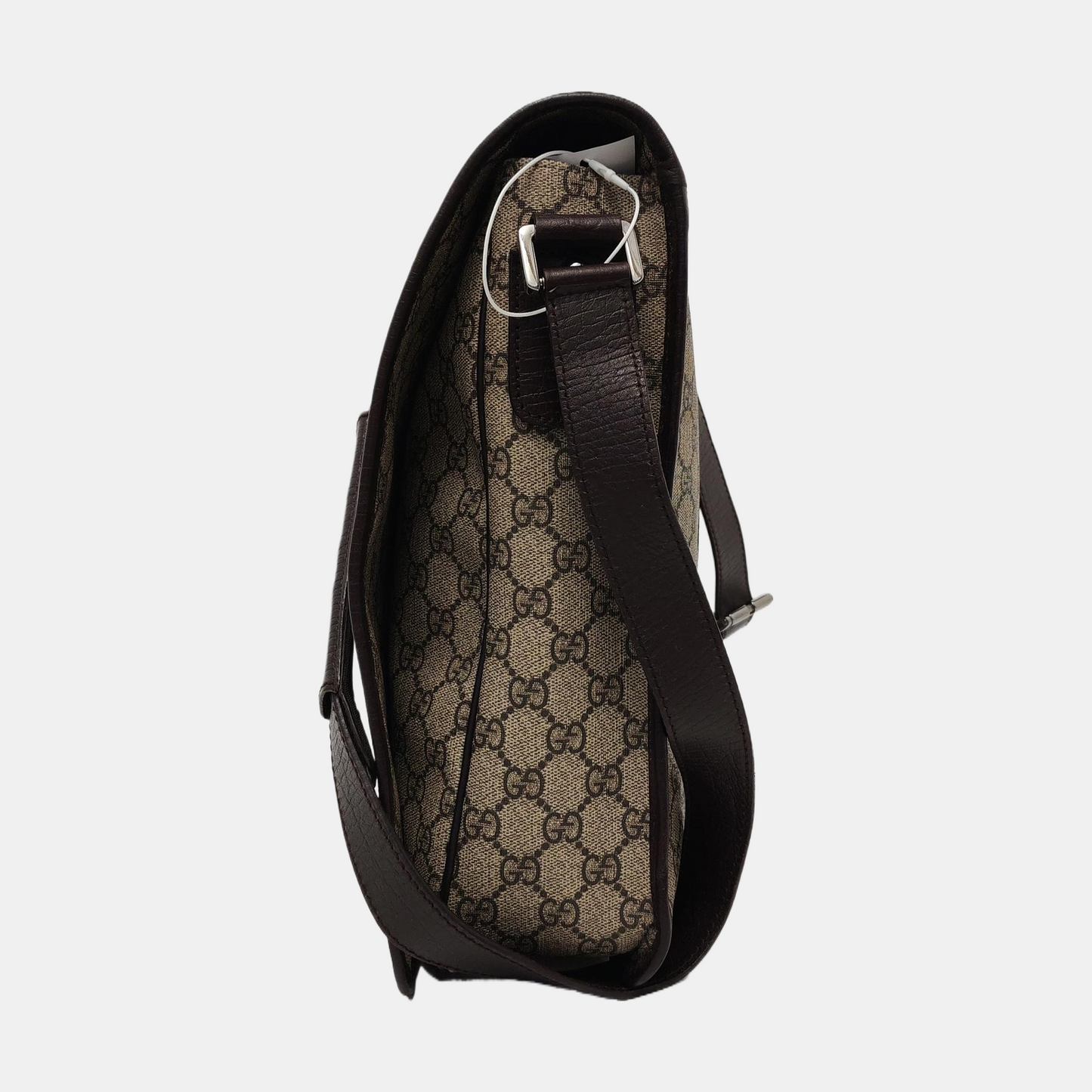 GUCCI GG Supreme Ebony Canvas Monogram Stripe Shoulder Bag Tote Crossbody Silver Hardware-(SKU)-953758546