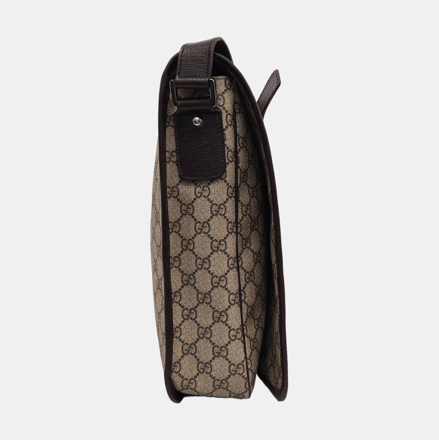 GUCCI GG Supreme Ebony Canvas Monogram Stripe Shoulder Bag Tote Crossbody Silver Hardware-(SKU)-953758546