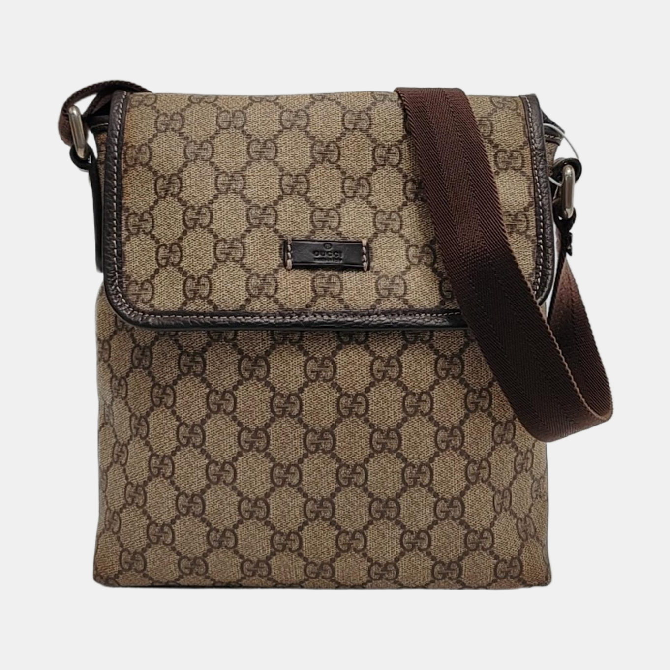 GUCCI Khaki Coated Canvas Old Flower Single Shoulder Bag Crossbody Bag Golden hardware-(SKU)-953765486
