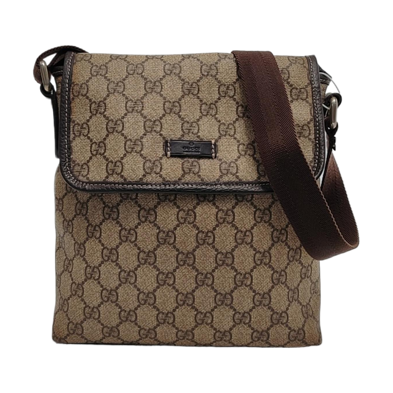 GUCCI Khaki Coated Canvas Old Flower Single Shoulder Bag Crossbody Bag Golden hardware-(SKU)-953765486