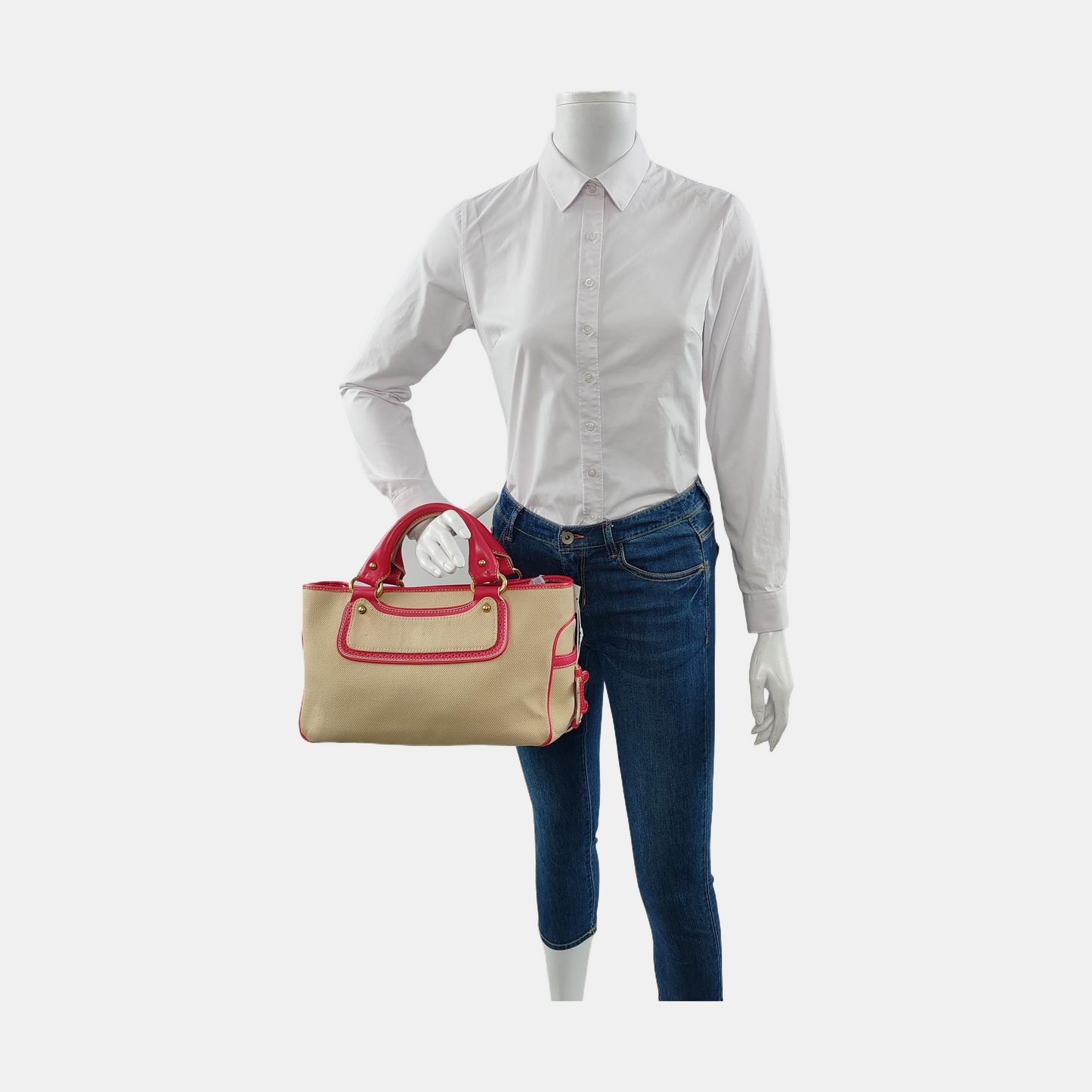 CELINE Tote bag Beige Canvas Handbag Golden hardware-(SKU)-953944055