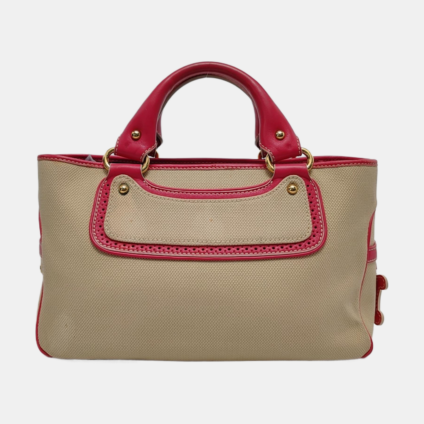 CELINE Tote bag Beige Canvas Handbag Golden hardware-(SKU)-953944055