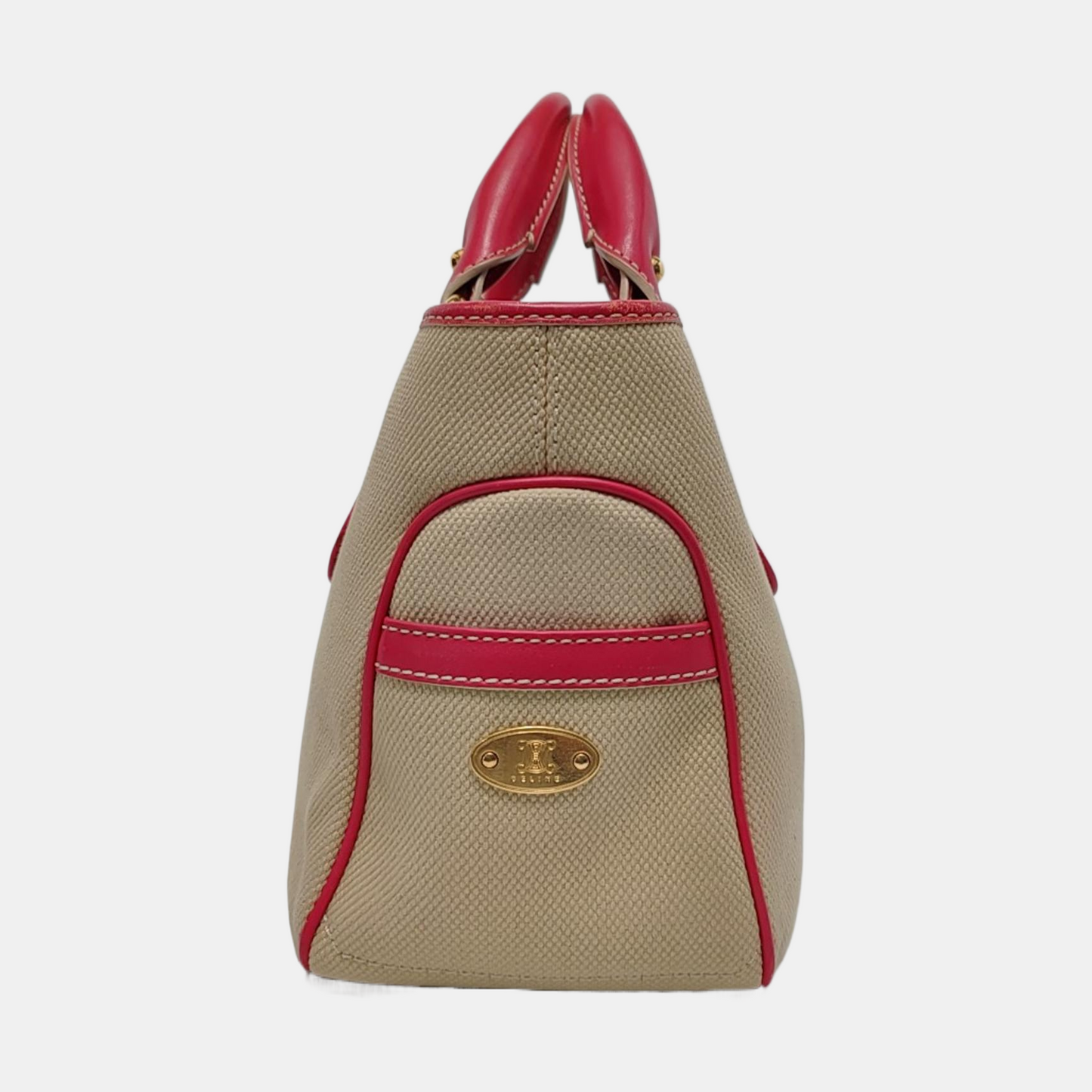 CELINE Tote bag Beige Canvas Handbag Golden hardware-(SKU)-953944055