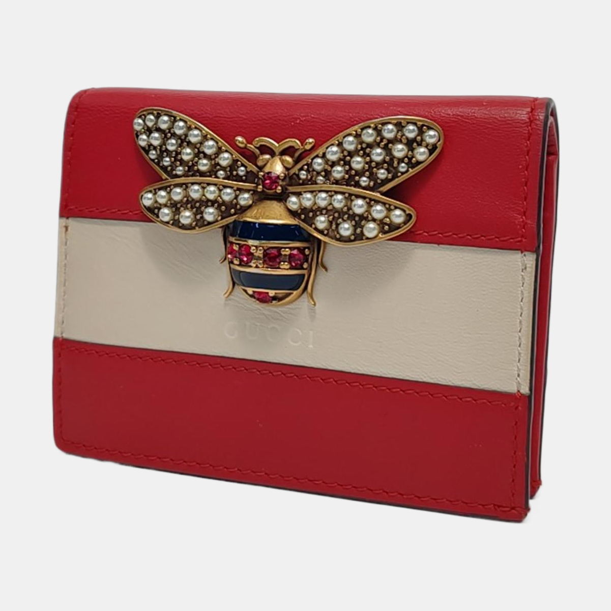 GUCCI Queen Margaret Red Cowhide Bee Wallet Golden hardware-(SKU)-953738201