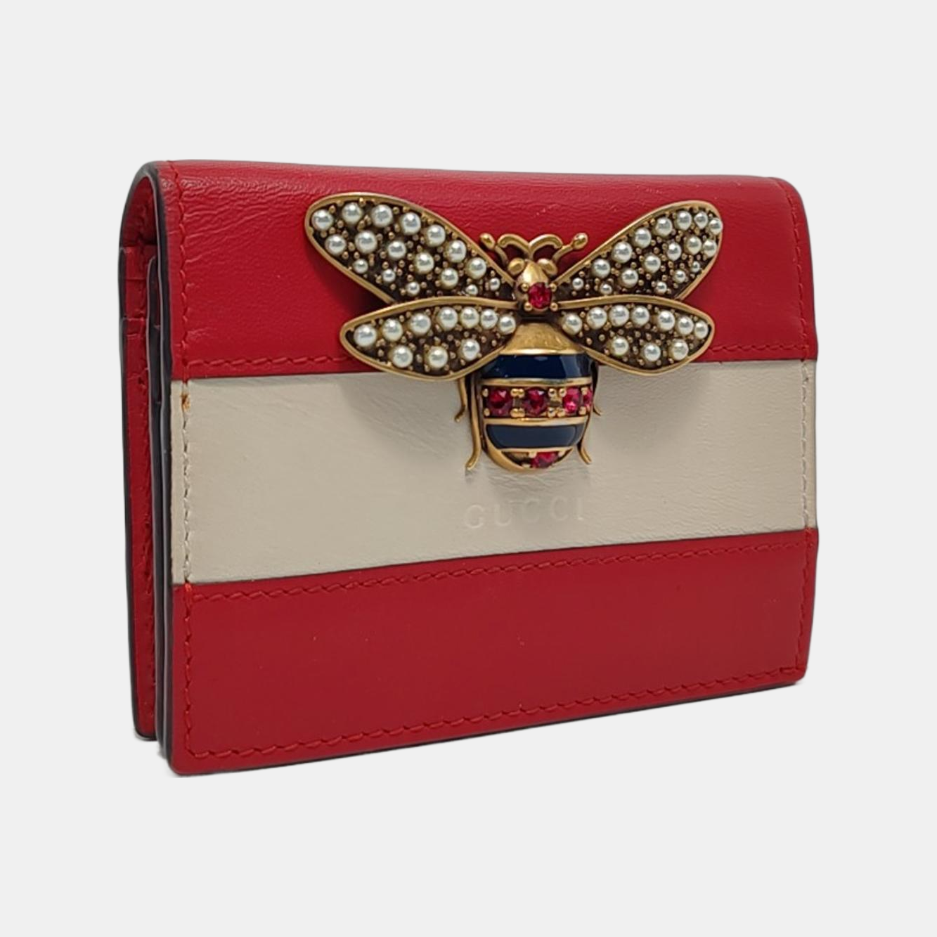 GUCCI Queen Margaret Red Cowhide Bee Wallet Golden hardware-(SKU)-953738201