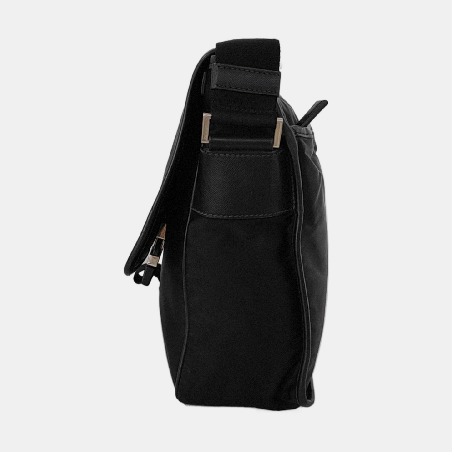 PRADA Black Nylon Crossbody Bag Single Shoulder Bag Silver Hardware-(SKU)-953408479
