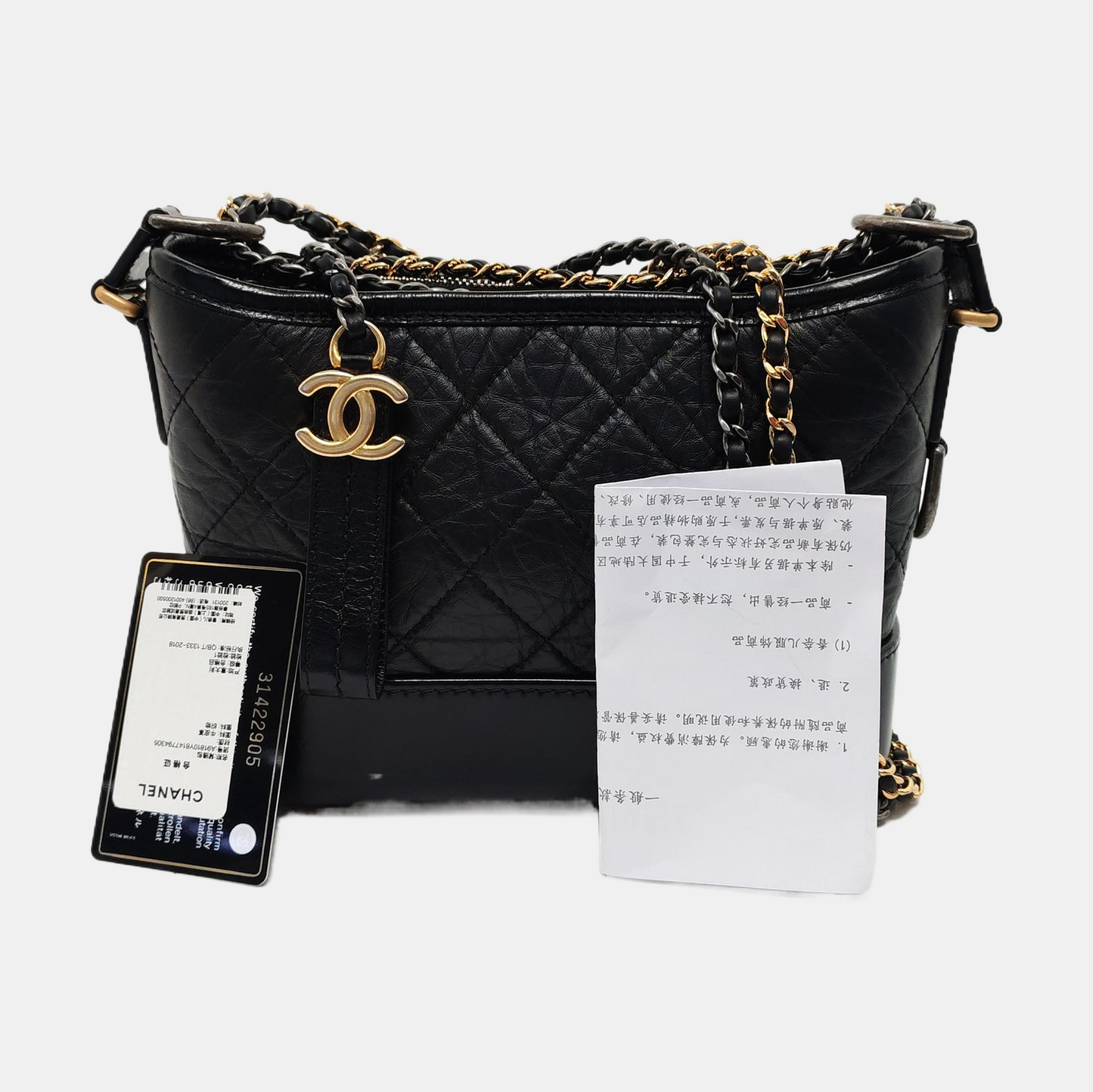 CHANEL GABRIELLE small black leather quilted diamond-stitched crossbody bag shoulder bag removable shoulder strap-(SKU)-953784827