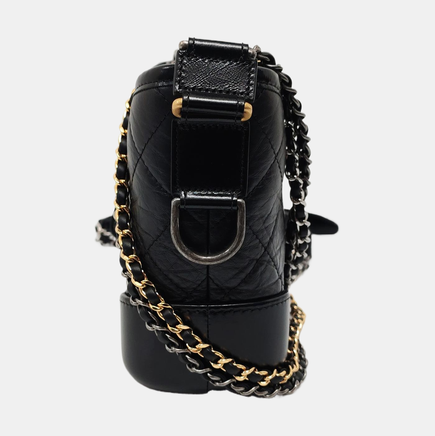 CHANEL GABRIELLE small black leather quilted diamond-stitched crossbody bag shoulder bag removable shoulder strap-(SKU)-953784827