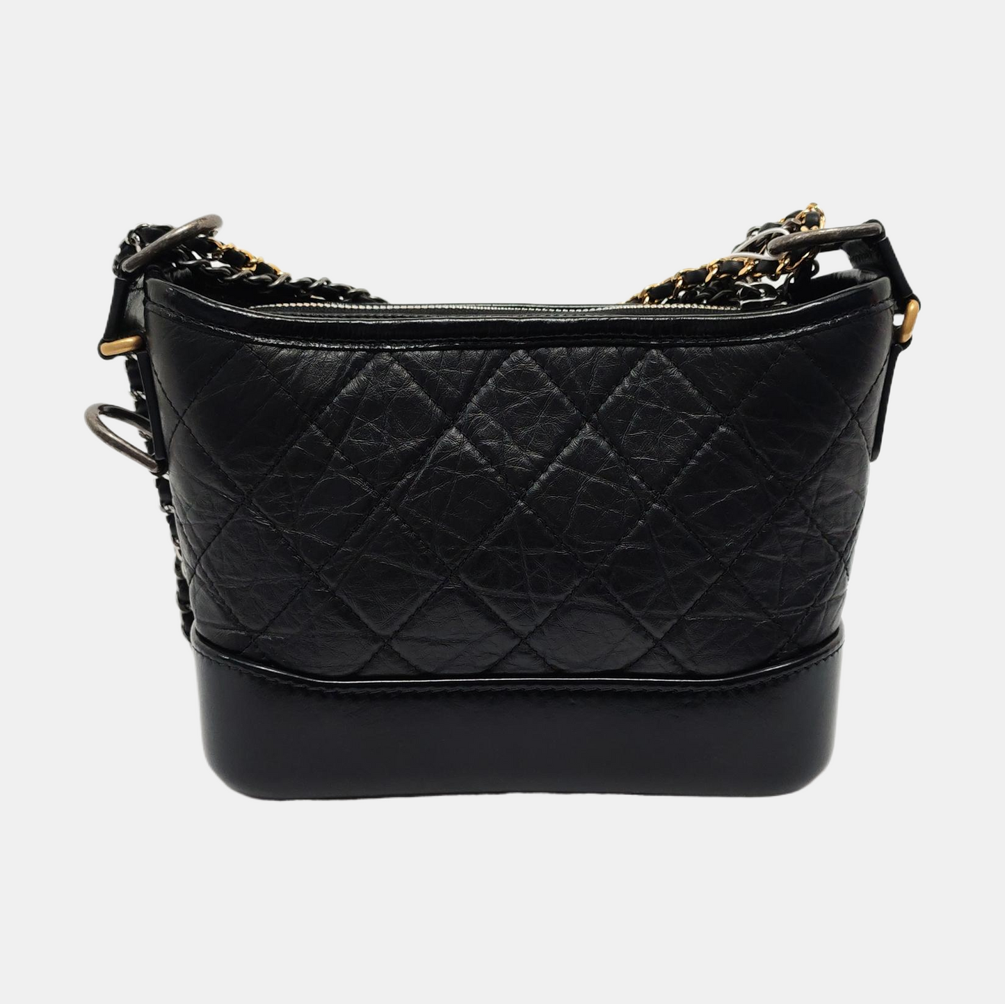 CHANEL GABRIELLE small black leather quilted diamond-stitched crossbody bag shoulder bag removable shoulder strap-(SKU)-953784827