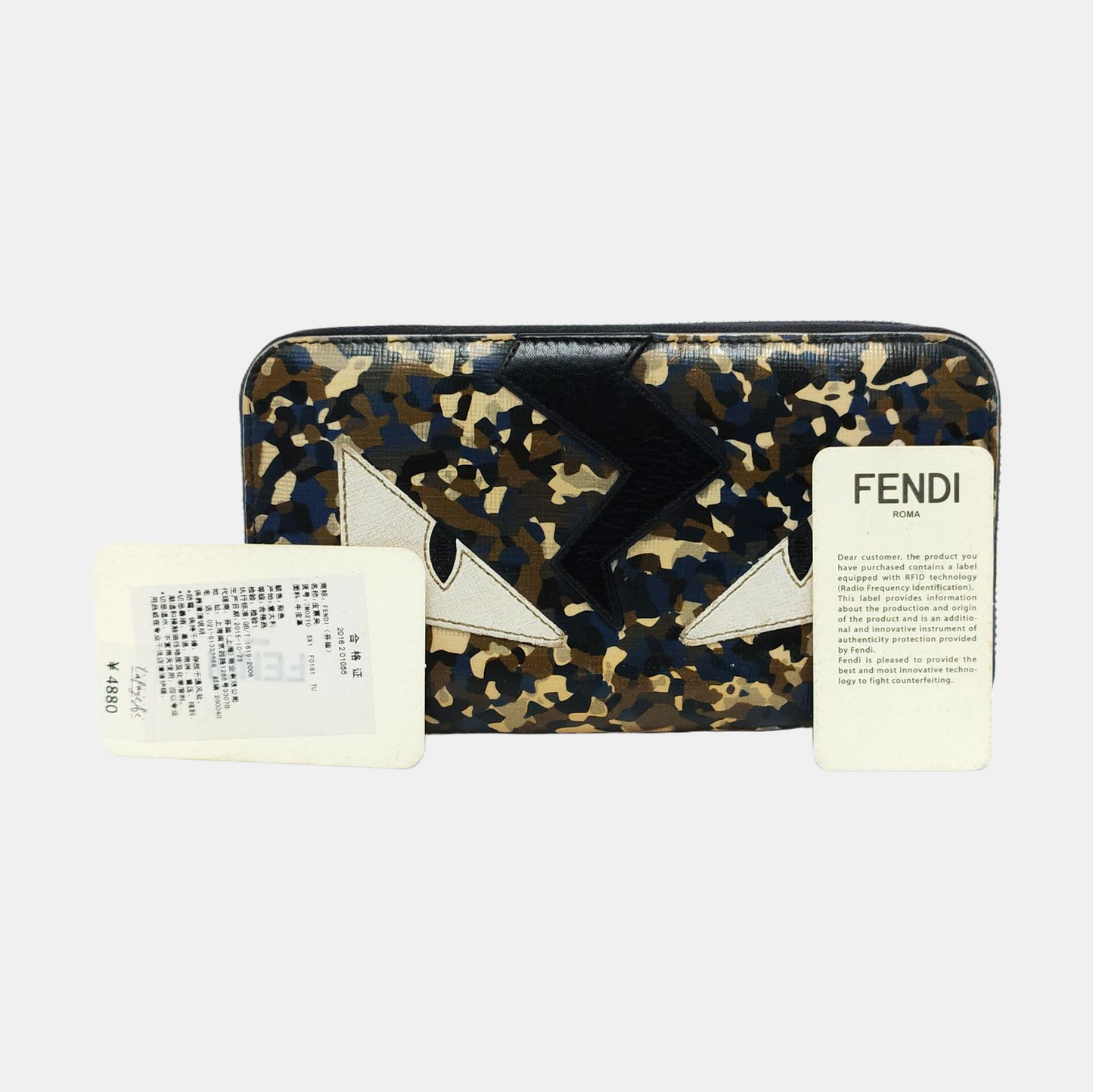 FENDI Monster Multicolor leather small monster wallet Silver Hardware-(SKU)-954001387