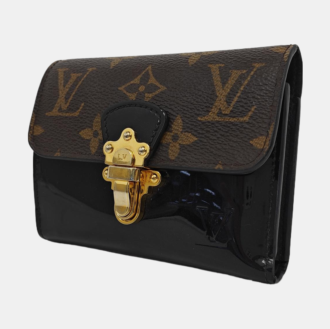 LOUIS VUITTON CHERRYWOOD Black Cowhide Monogram Wallet Golden hardware-(SKU)-949892288