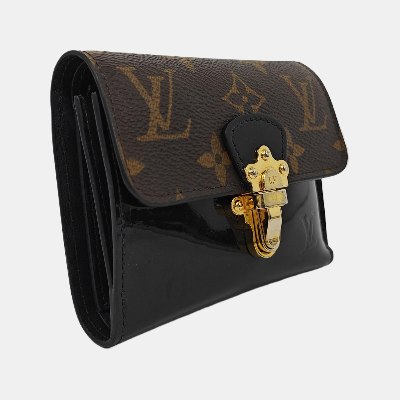 LOUIS VUITTON CHERRYWOOD Black Cowhide Monogram Wallet Golden hardware-(SKU)-949892288