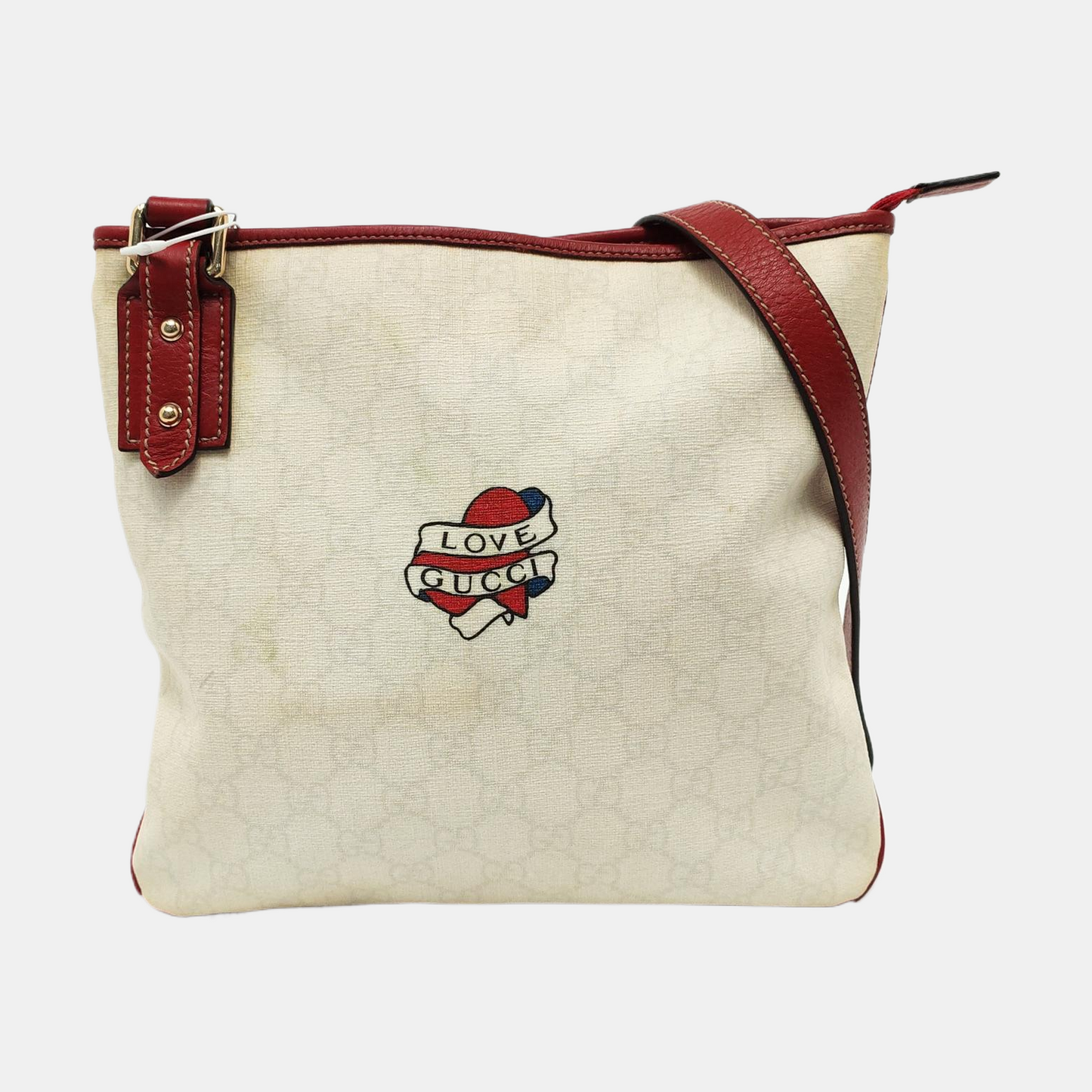 GUCCI Beige Canvas Crossbody Bag Shoulder Bag Tote Golden hardware-(SKU)-954279635