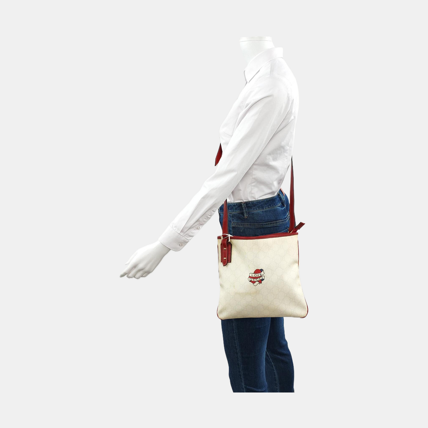 GUCCI Beige Canvas Crossbody Bag Shoulder Bag Tote Golden hardware-(SKU)-954279635