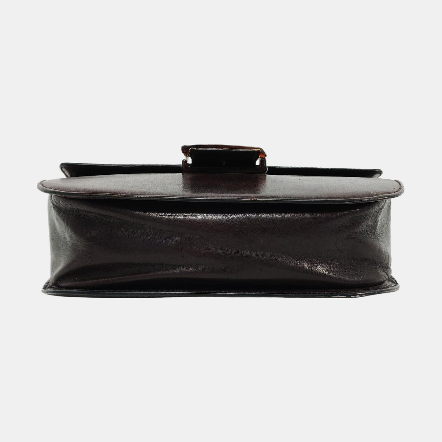 PRADA Dark Brown Leather Handbag Brown Hardware-(SKU)-954064287