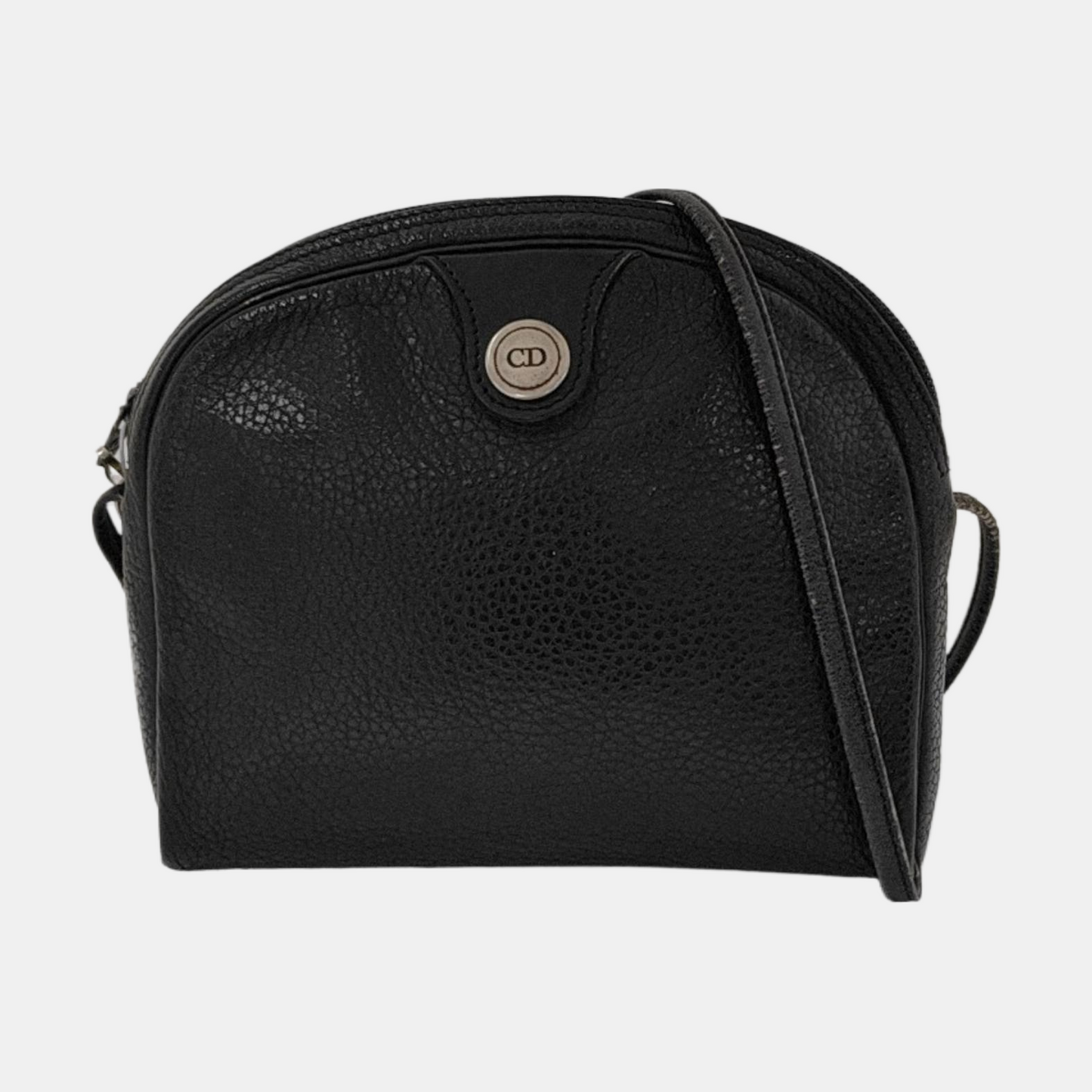 DIOR Black Coated Canvas Crossbody Bag Single Shoulder Bag Silver Hardware-(SKU)-945838220