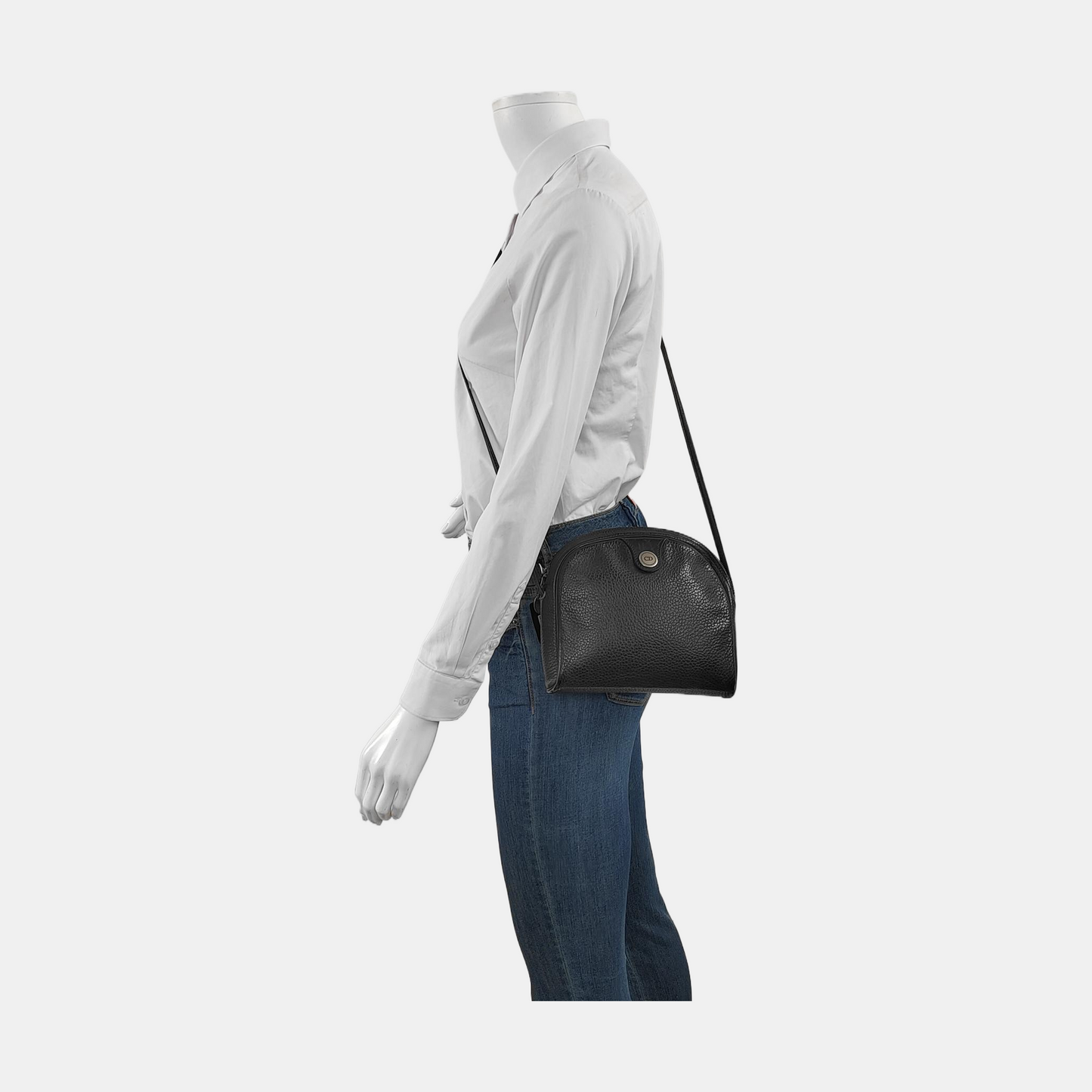 DIOR Black Coated Canvas Crossbody Bag Single Shoulder Bag Silver Hardware-(SKU)-945838220