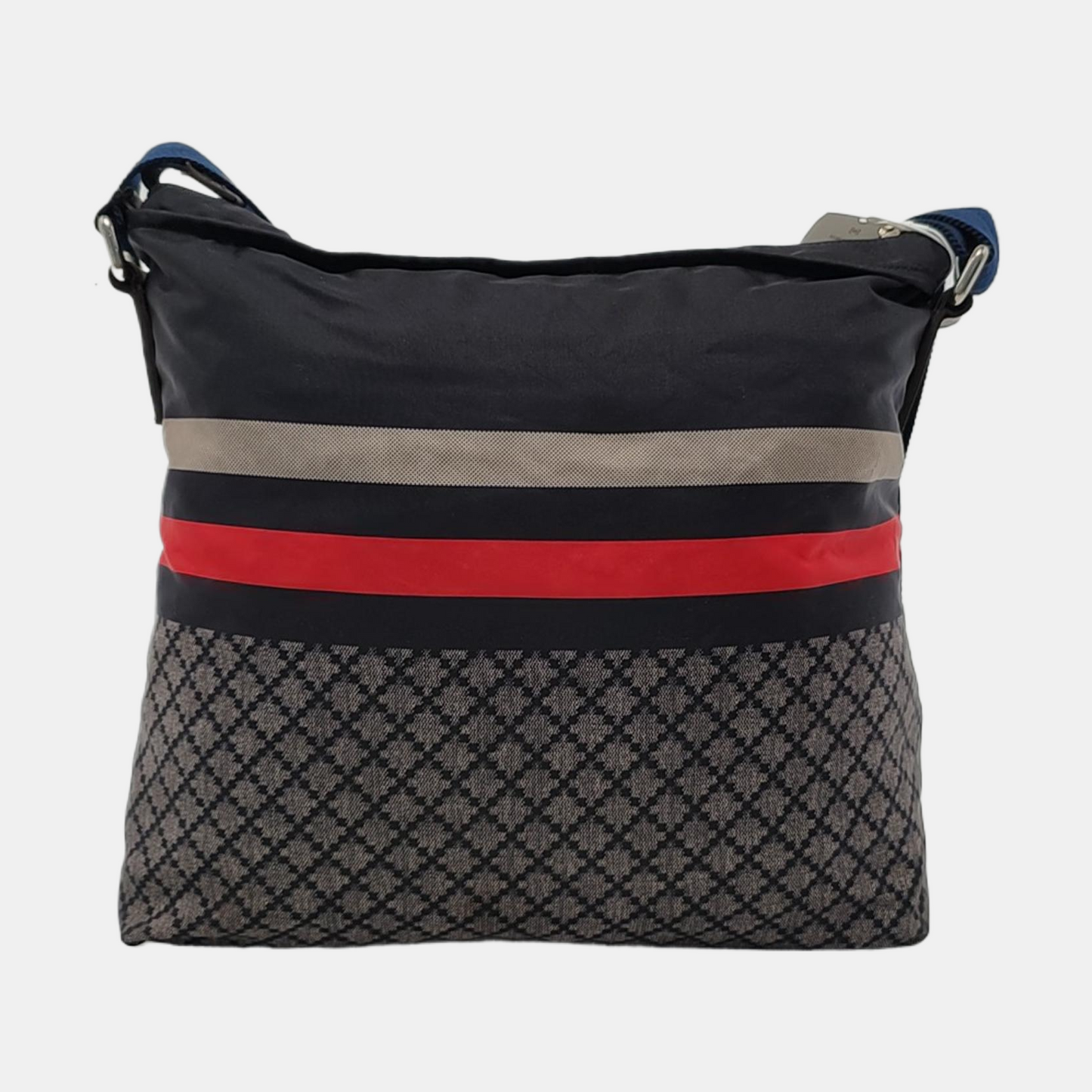 GUCCI Dark Grey Nylon Shoulder Bag Crossbody Bag Silver Hardware-(SKU)-954022367