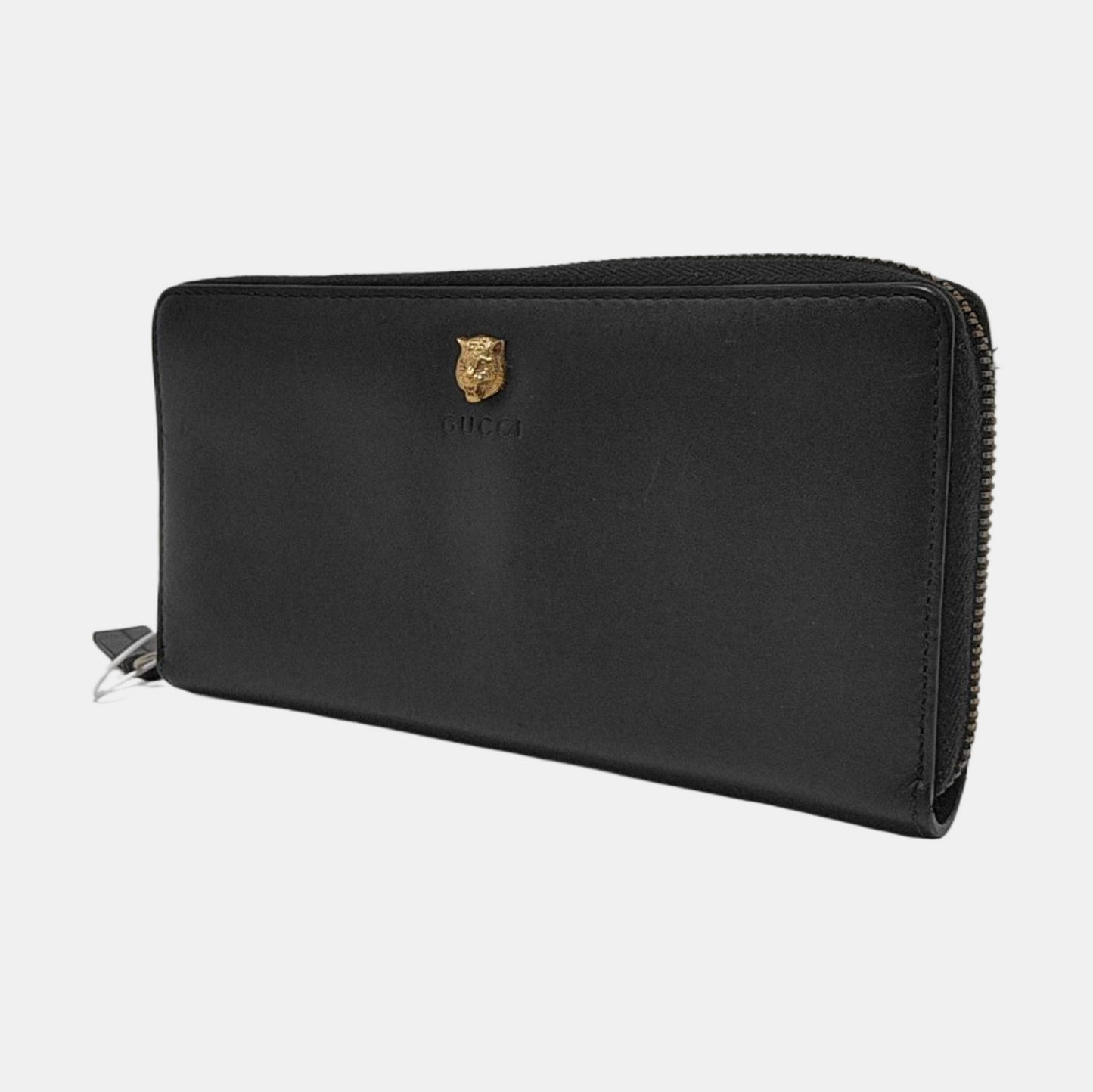 GUCCI Animalier Black Leather Tiger Head Wallet Golden hardware-(SKU)-954336991