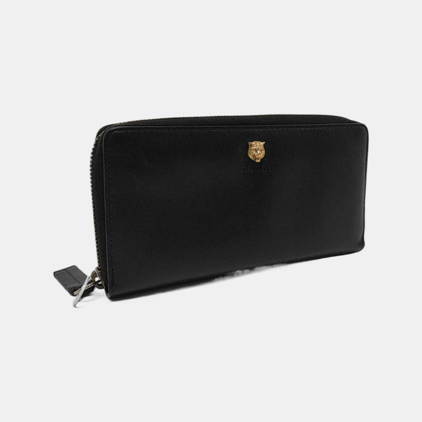 GUCCI Animalier Black Leather Tiger Head Wallet Golden hardware-(SKU)-954336991