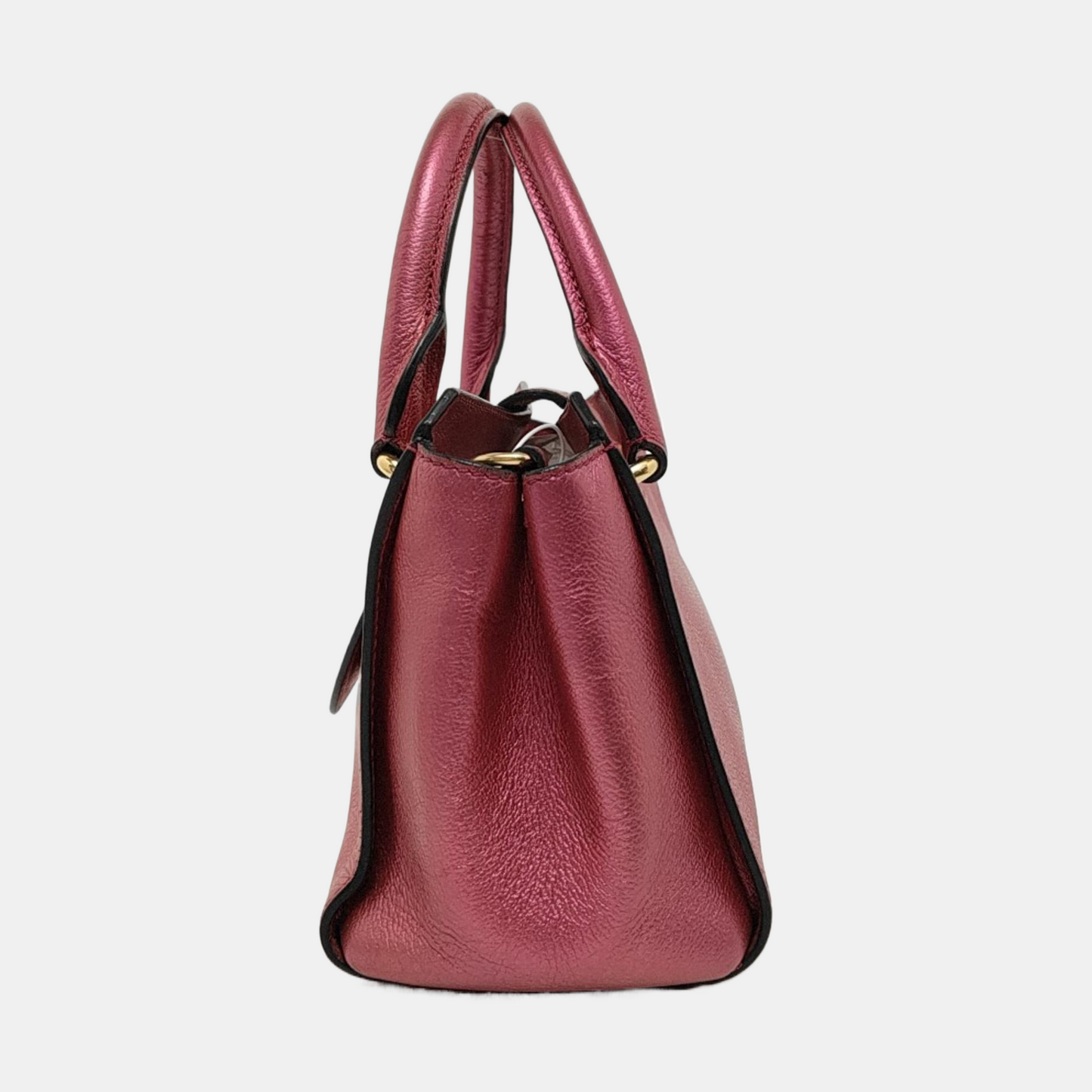 BURBERRY Buckle Fuchsia Leather Shoulder Tote Crossbody Bag Golden hardware Removable shoulder strap-(SKU)-954093592