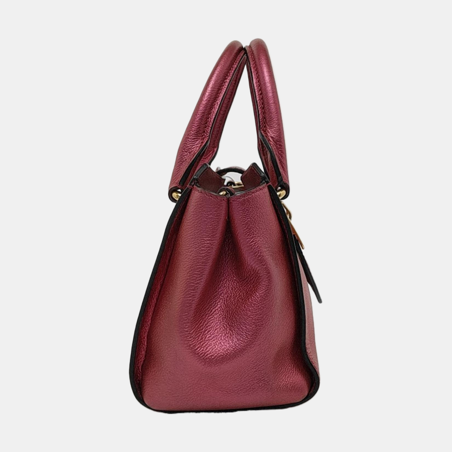BURBERRY Buckle Fuchsia Leather Shoulder Tote Crossbody Bag Golden hardware Removable shoulder strap-(SKU)-954093592