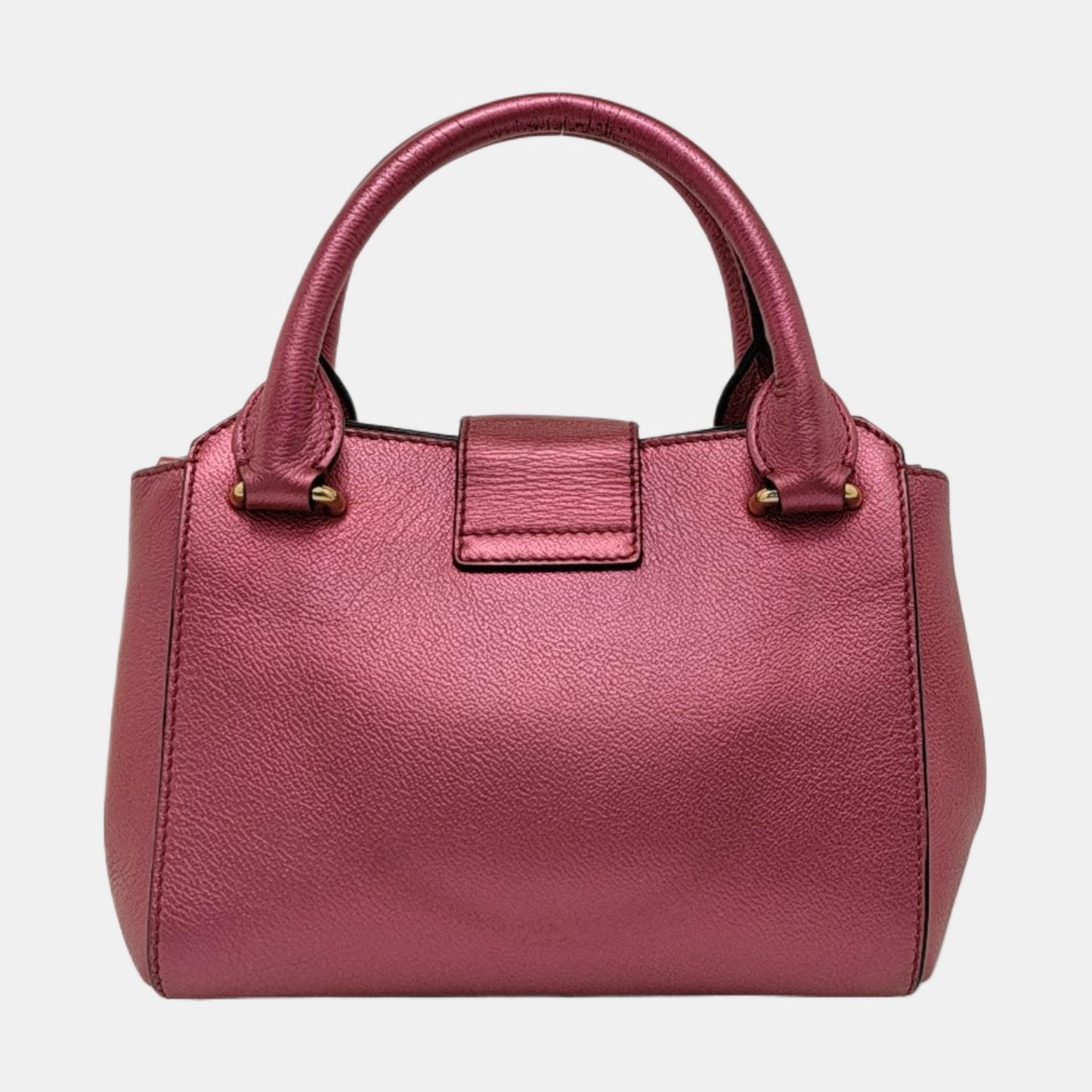 BURBERRY Buckle Fuchsia Leather Shoulder Tote Crossbody Bag Golden hardware Removable shoulder strap-(SKU)-954093592