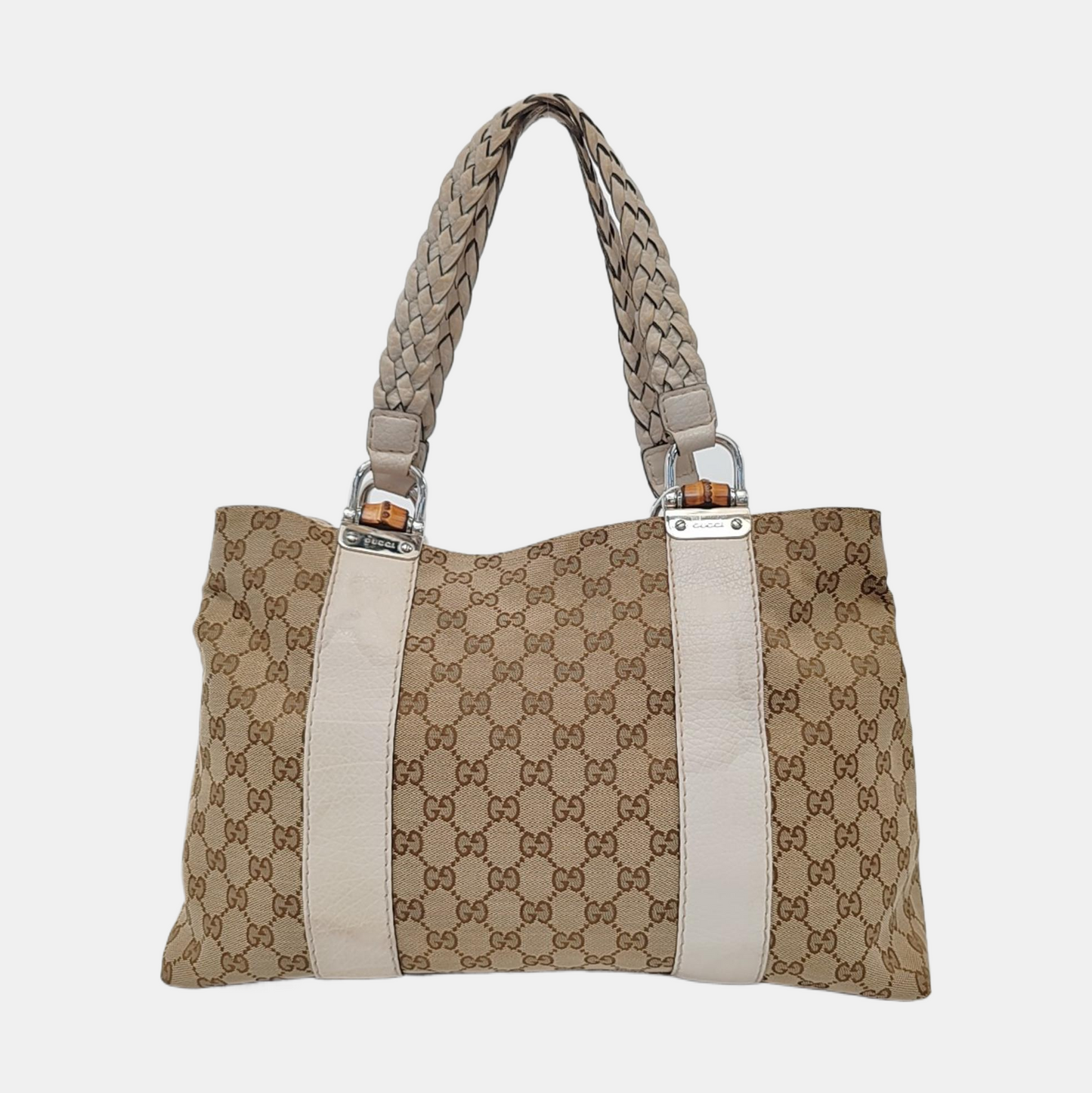 GUCCI Pelham Ebony Canvas Monogram Single Shoulder Bag Handbag Silver Hardware-(SKU)-954135754
