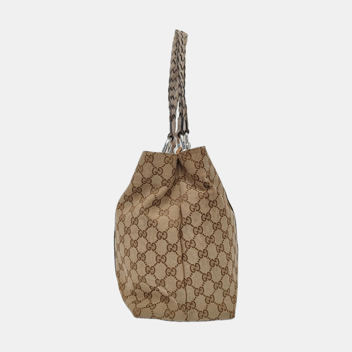 GUCCI Pelham Ebony Canvas Monogram Single Shoulder Bag Handbag Silver Hardware-(SKU)-954135754