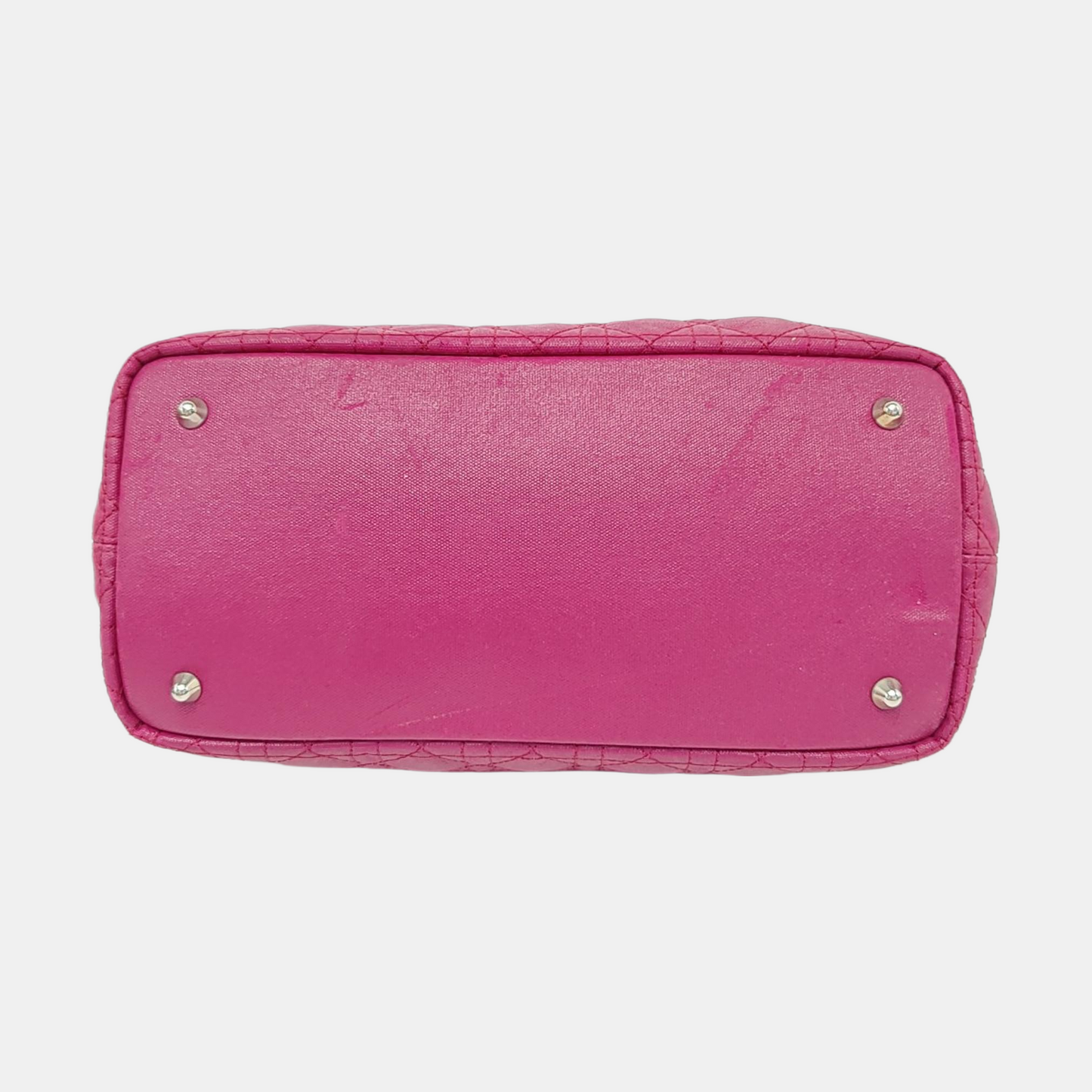 DIOR Panarea Cerise Coated Canvas Weave Pattern Jacquard Single Shoulder Bag Handbag Silver Hardware-(SKU)-954096914