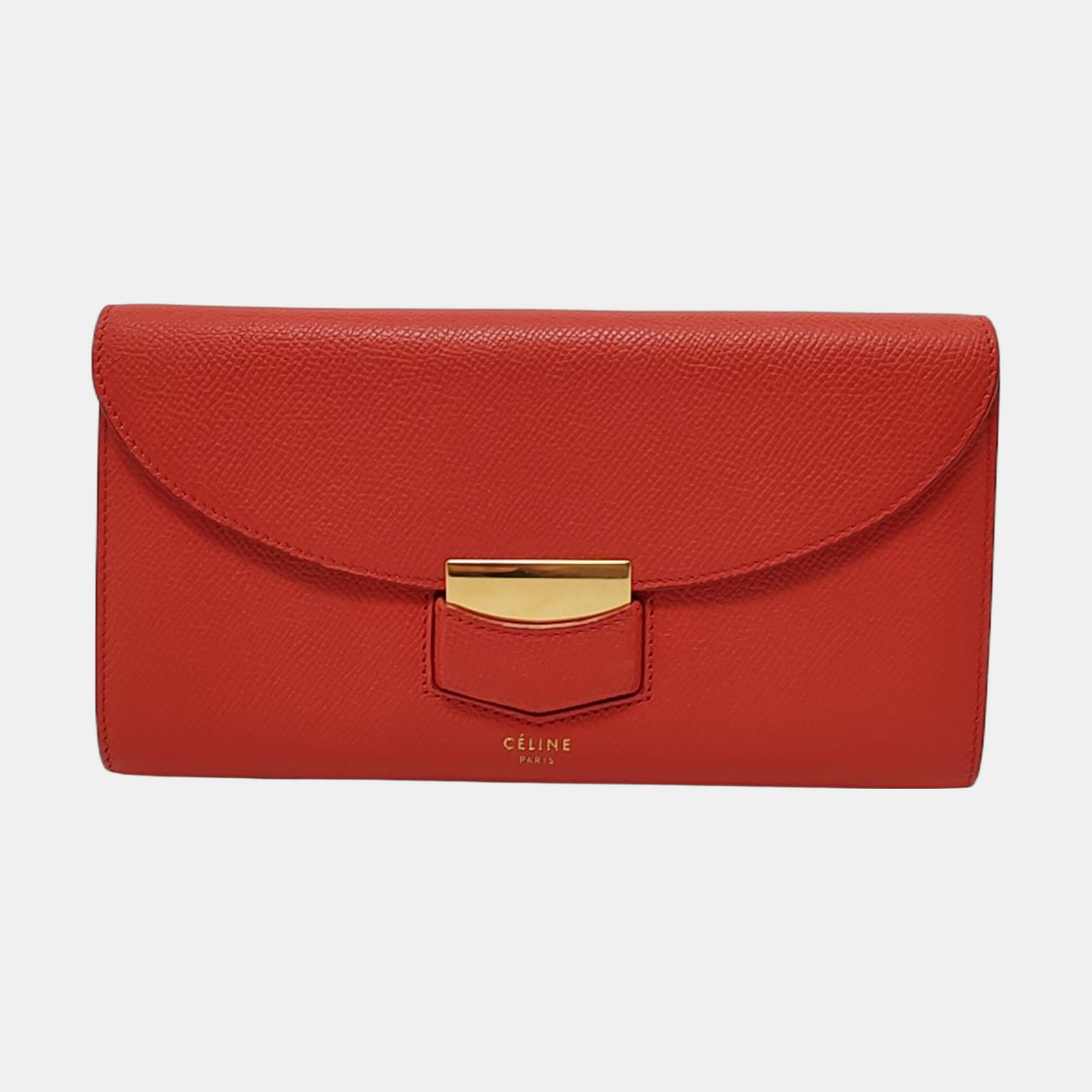 CELINE TROTTEUR Large size Red Leather Wallet Golden hardware-(SKU)-954216464