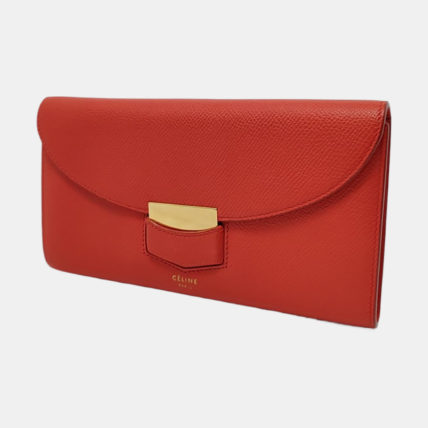 CELINE TROTTEUR Large size Red Leather Wallet Golden hardware-(SKU)-954216464